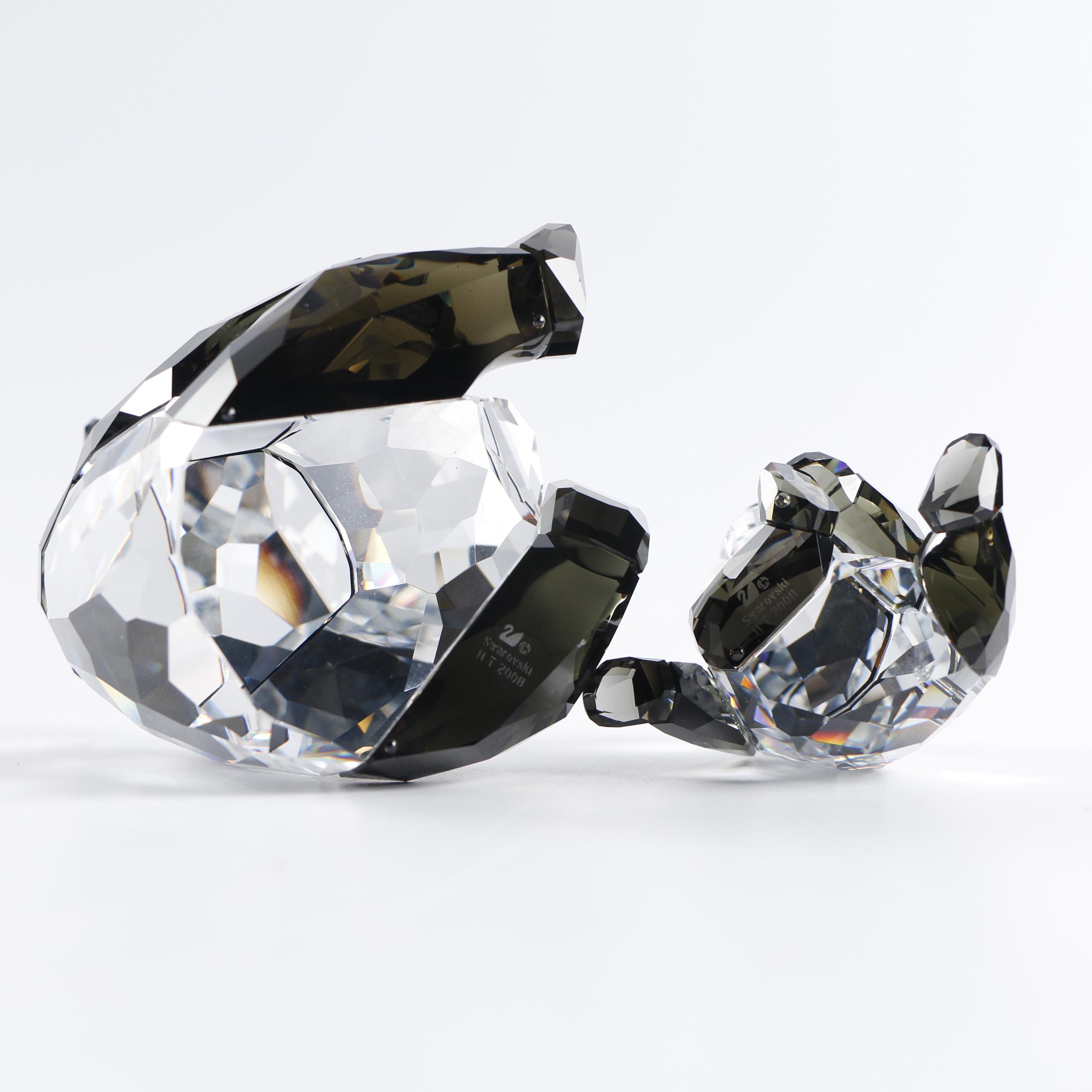 2008 Swarovski Crystal "Panda Mother with Baby" Figurines