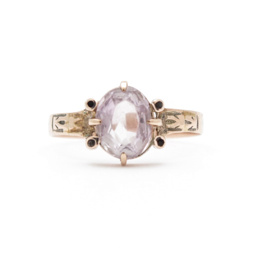 Victorian 10K Yellow Gold Amethyst Ring