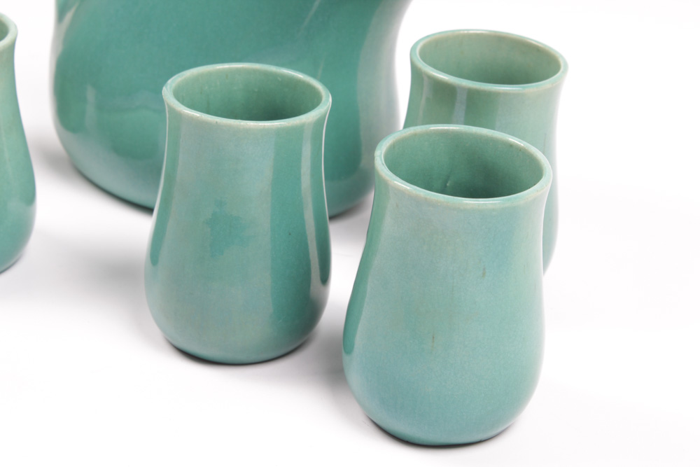 Muncie Pottery Arts & Crafts Style Green Juice Set