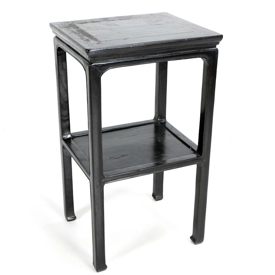 Painted Wooden Accent Table with Shelf