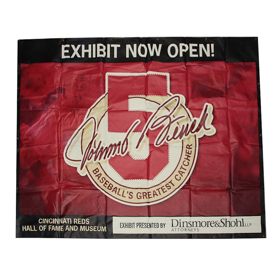 Cincinnati Reds Hall of Fame Johnny Bench Exhibit Banner COA