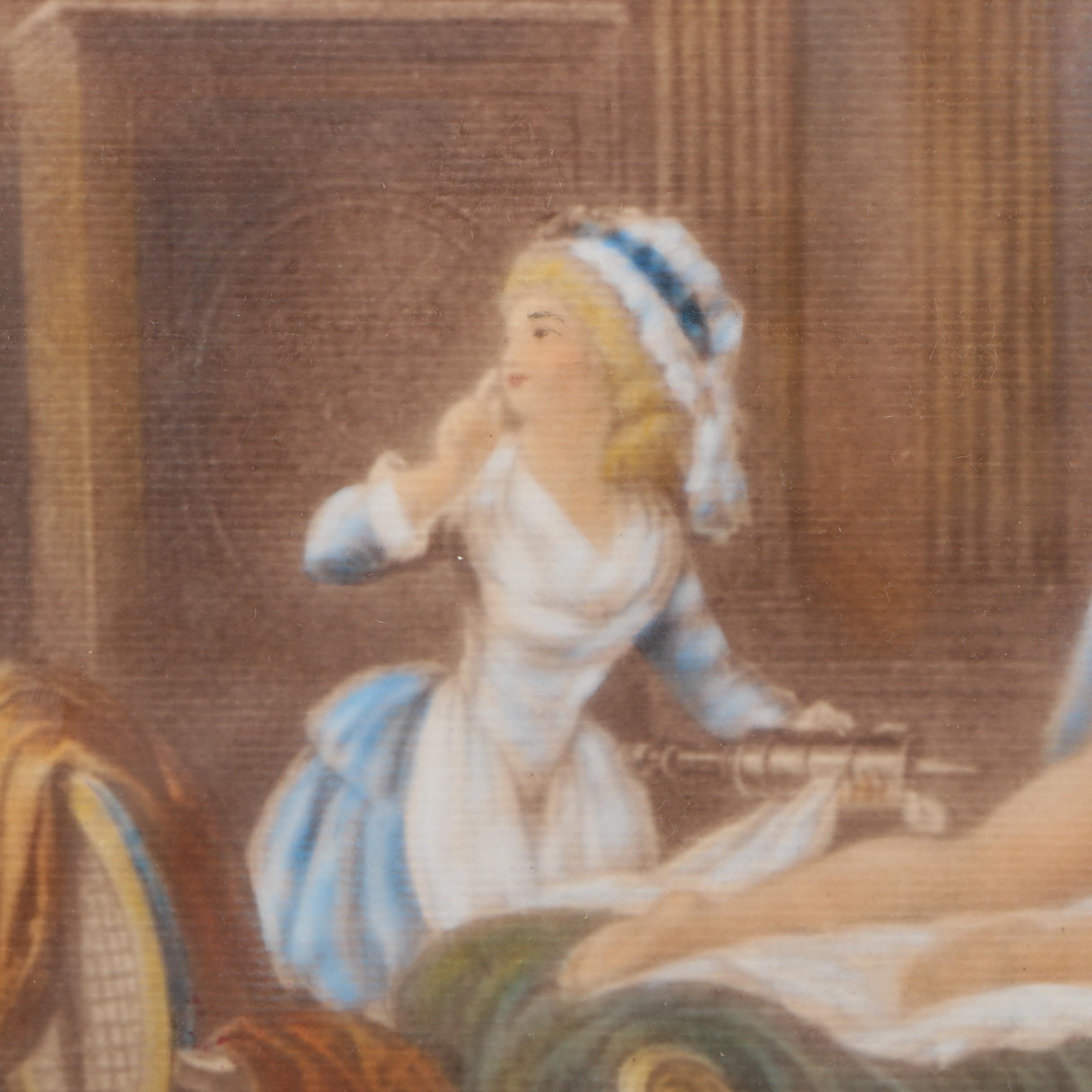 Embellished Reproduction Print After Chaponnier "La Soubrette Officieuse"