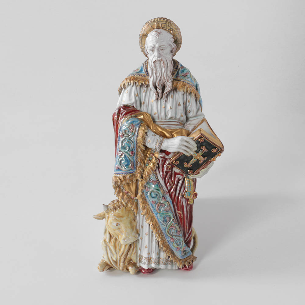 Eugenio Pattarino Hand-Painted St. Luke Wall-Hanging Sculpture