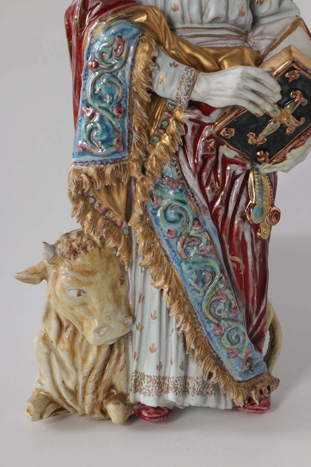 Eugenio Pattarino Hand-Painted St. Luke Wall-Hanging Sculpture