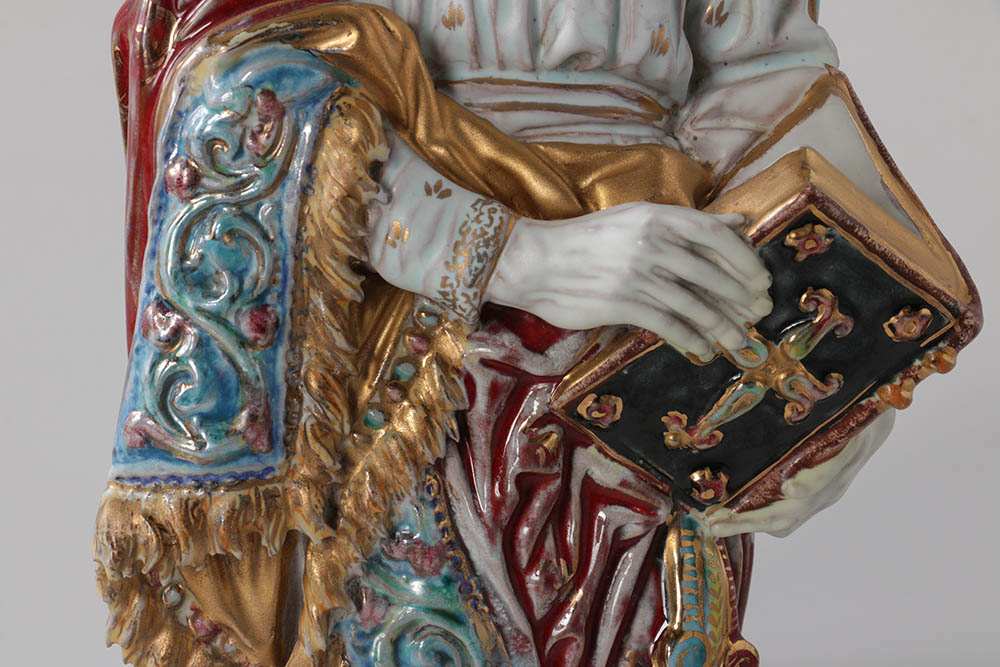 Eugenio Pattarino Hand-Painted St. Luke Wall-Hanging Sculpture