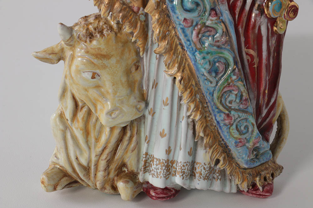 Eugenio Pattarino Hand-Painted St. Luke Wall-Hanging Sculpture