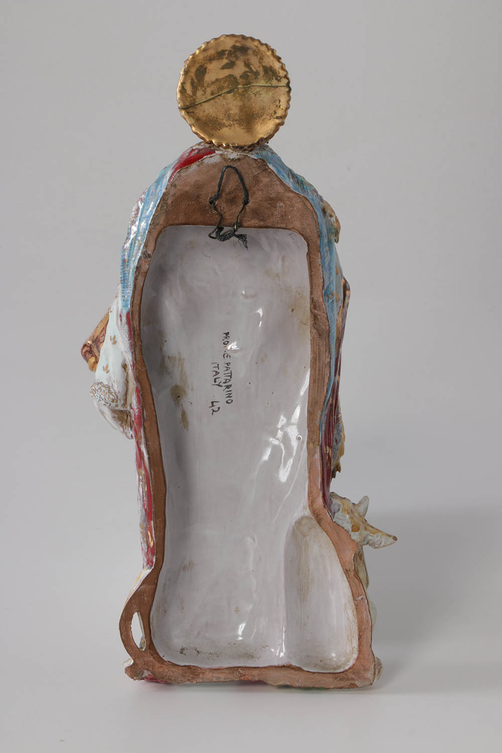 Eugenio Pattarino Hand-Painted St. Luke Wall-Hanging Sculpture