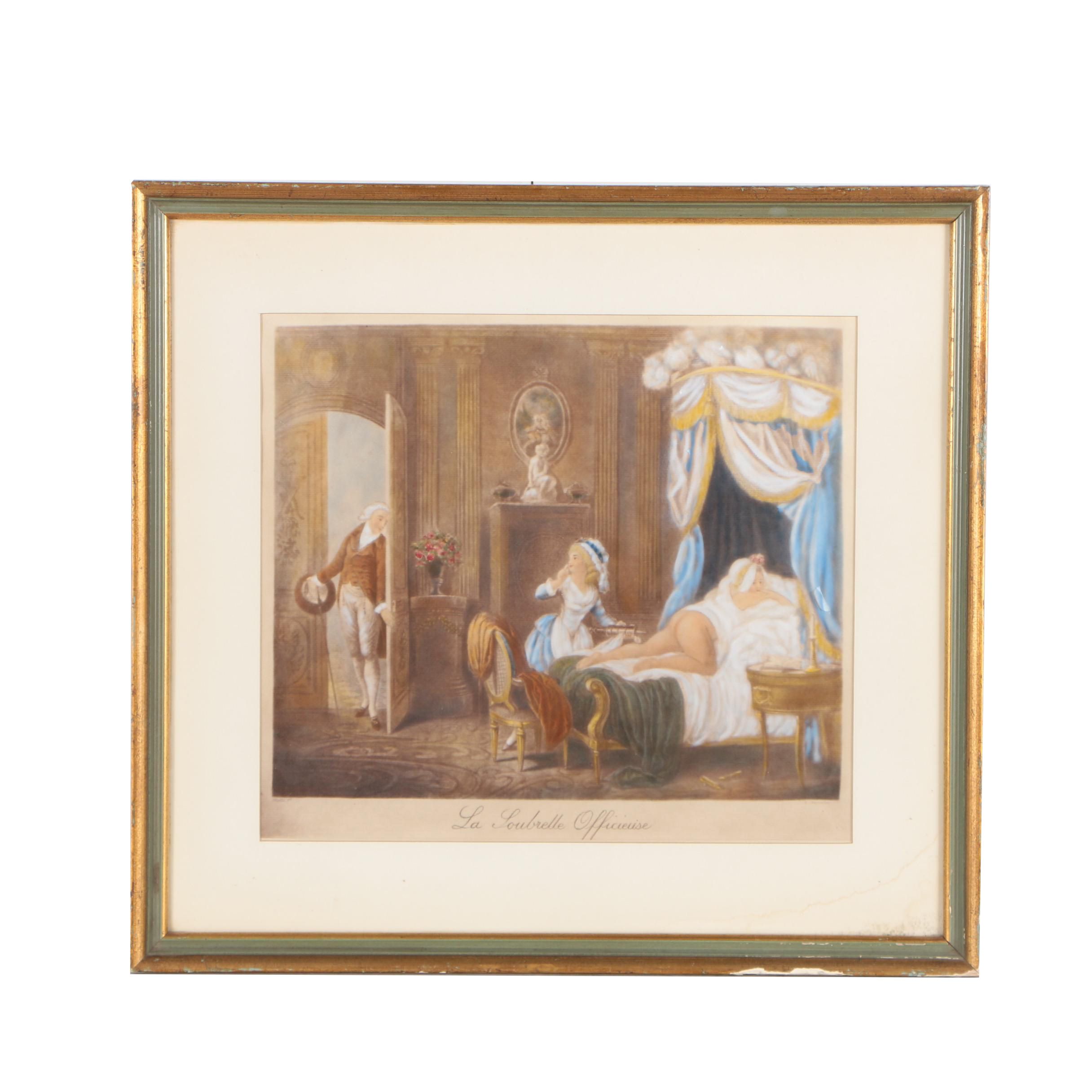 Embellished Reproduction Print After Chaponnier "La Soubrette Officieuse"