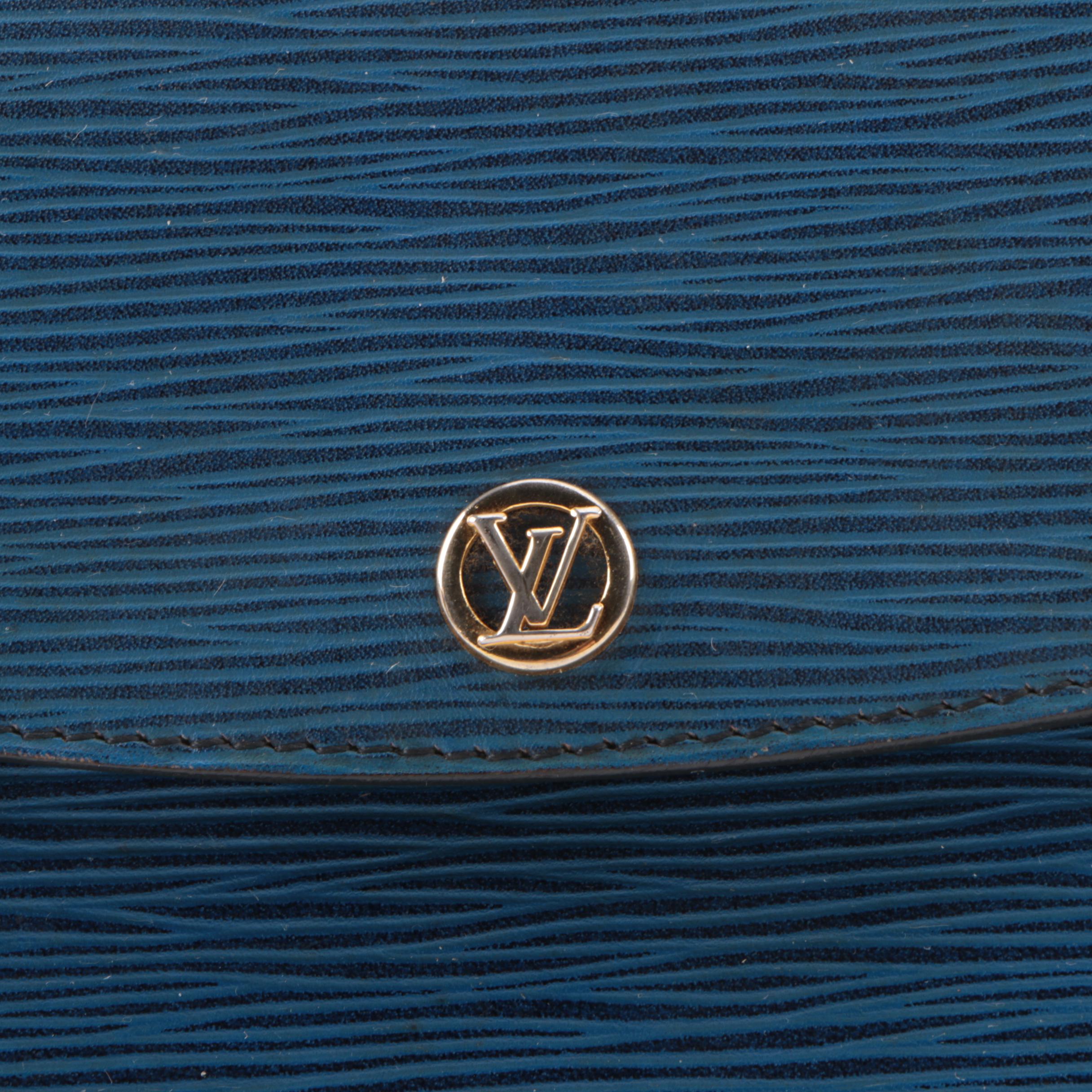 1986 Louis Vuitton of Paris Blue Epi Leather Clutch