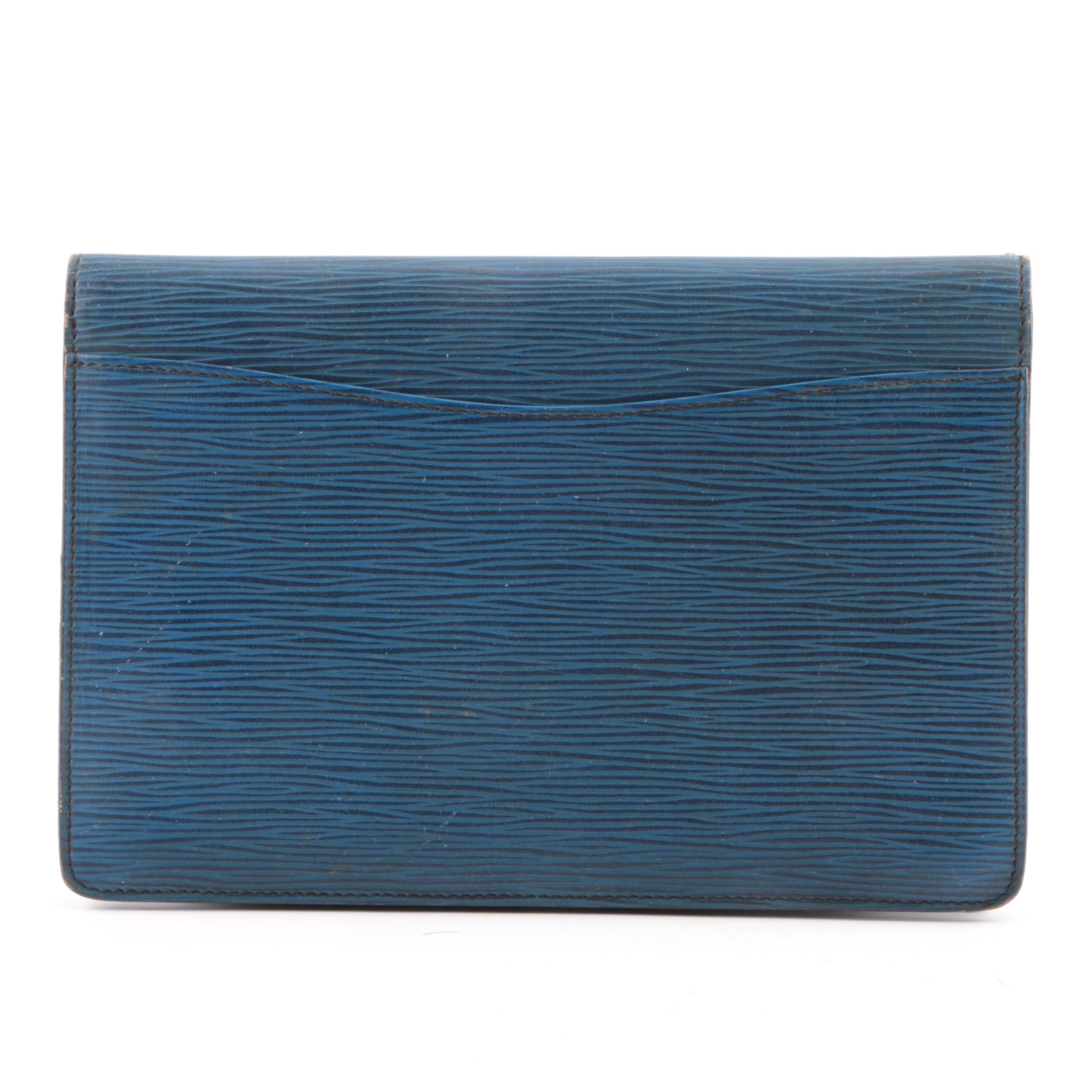 1986 Louis Vuitton of Paris Blue Epi Leather Clutch