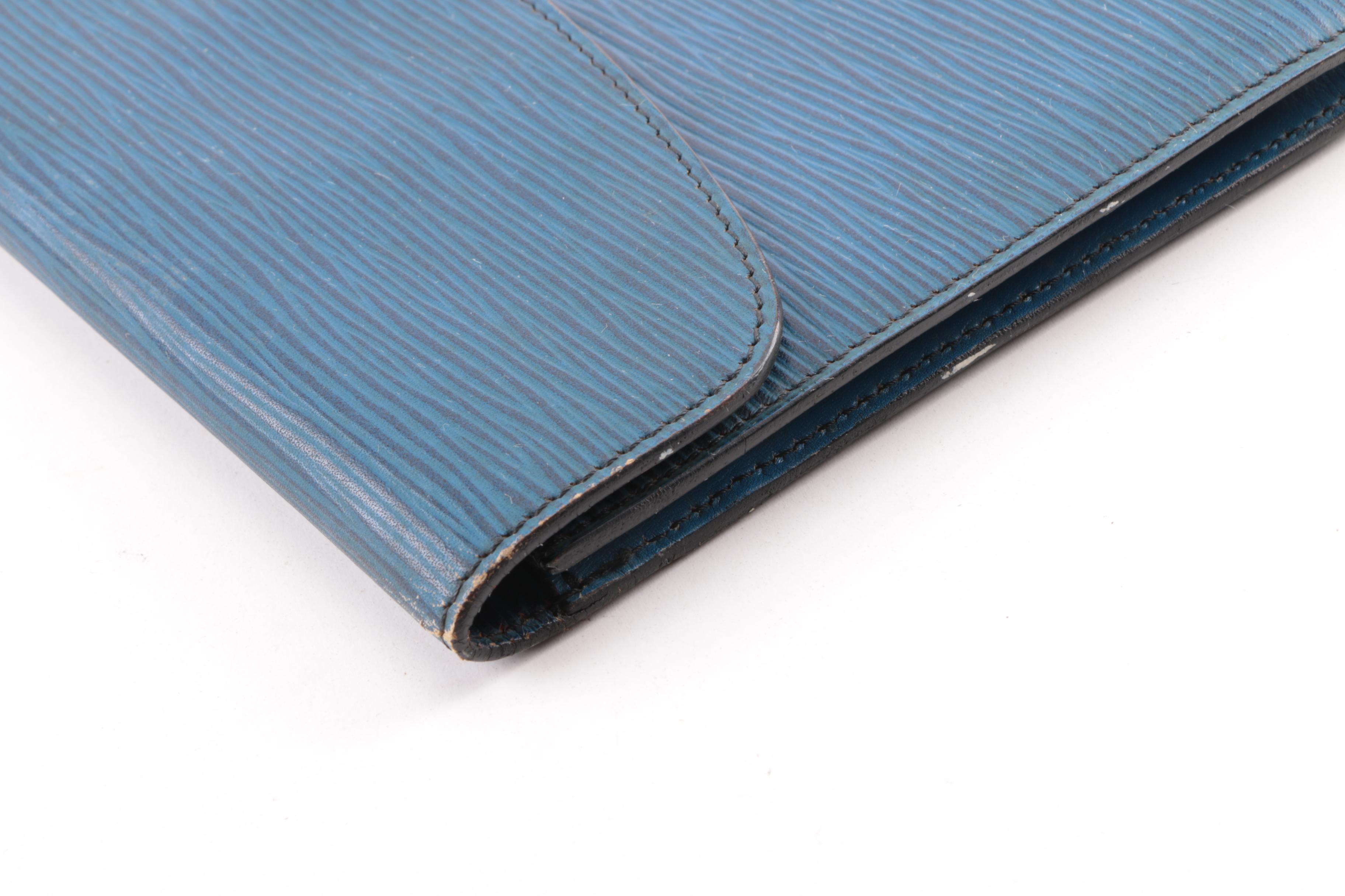 1986 Louis Vuitton of Paris Blue Epi Leather Clutch