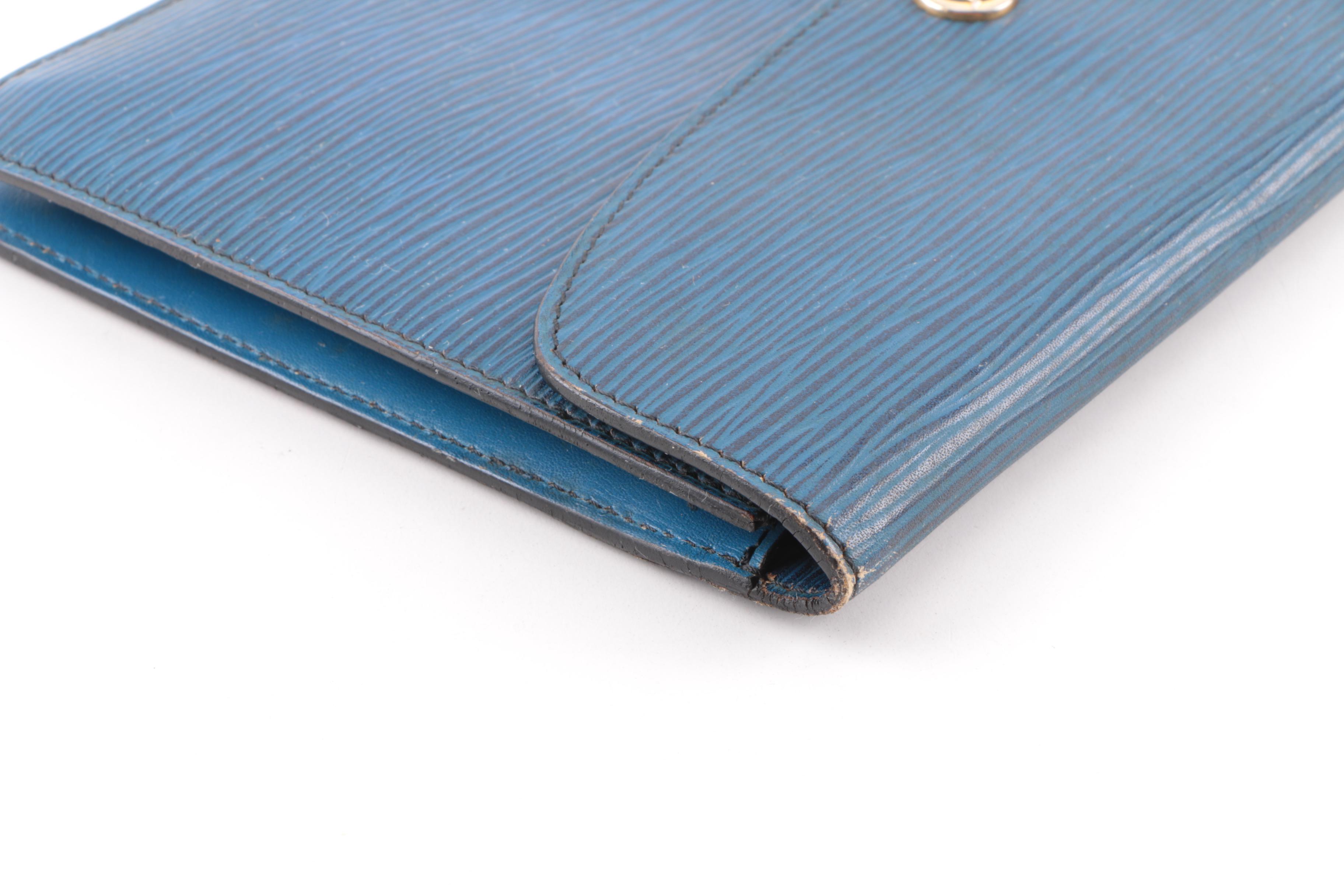 1986 Louis Vuitton of Paris Blue Epi Leather Clutch