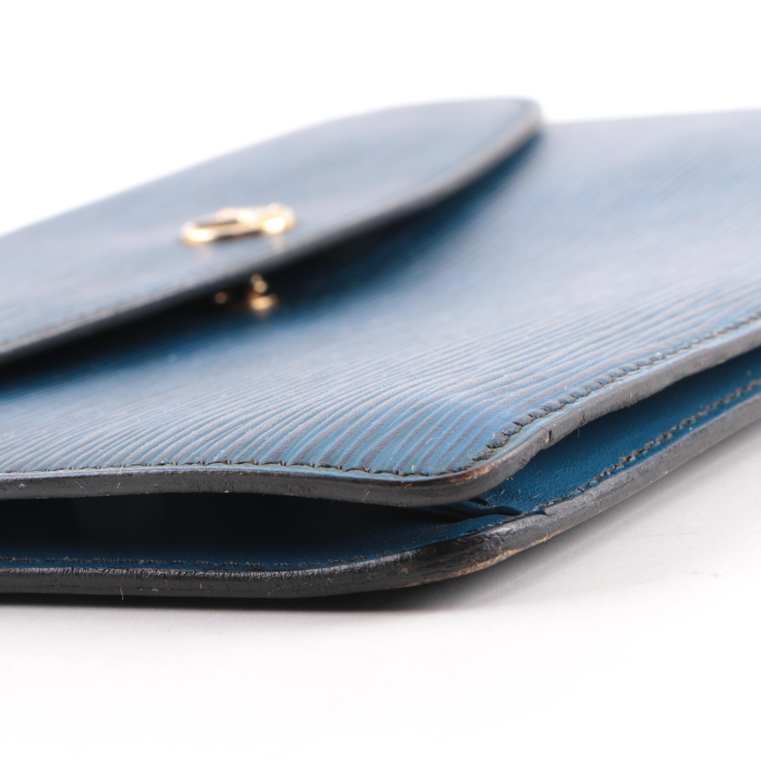 1986 Louis Vuitton of Paris Blue Epi Leather Clutch