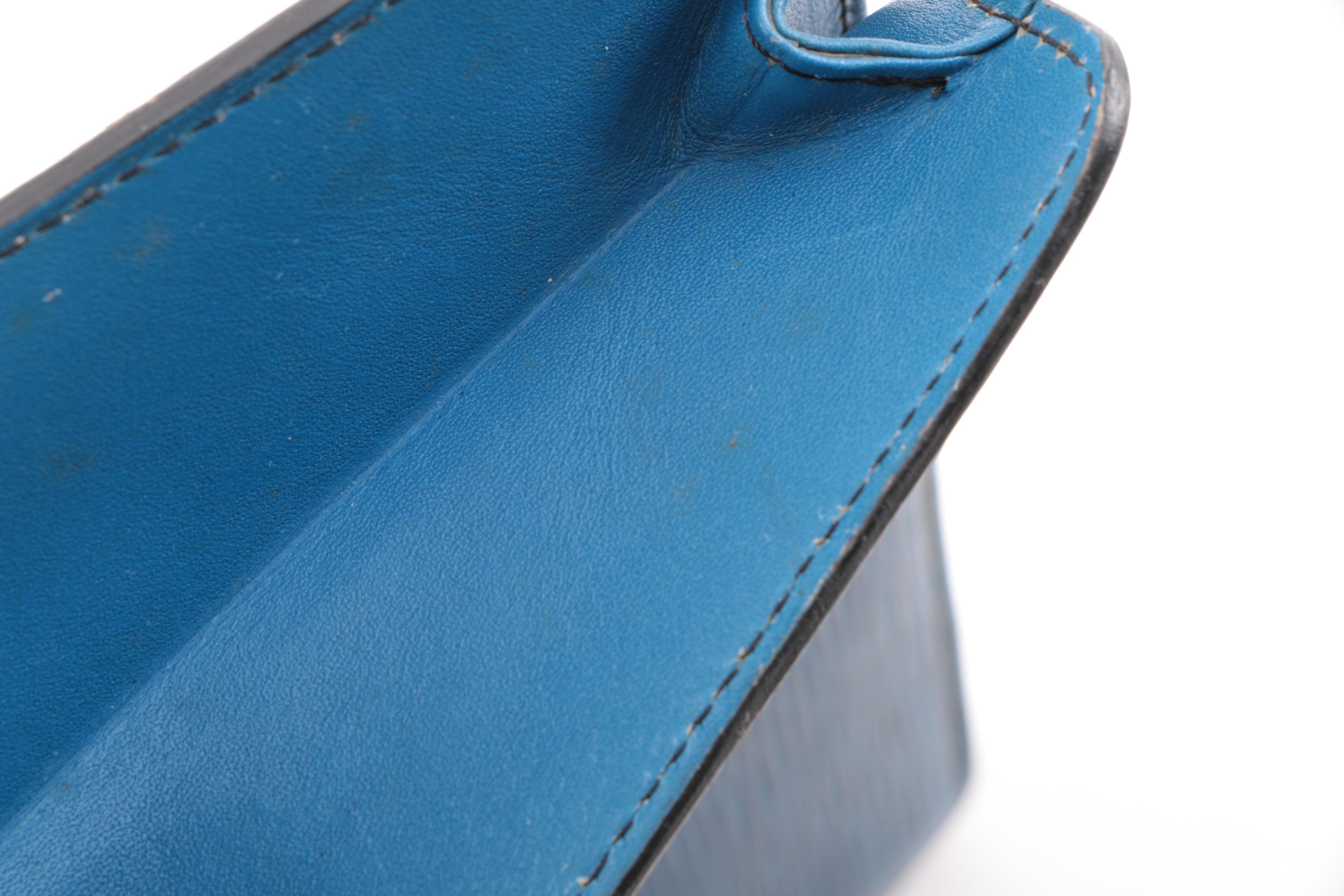 1986 Louis Vuitton of Paris Blue Epi Leather Clutch