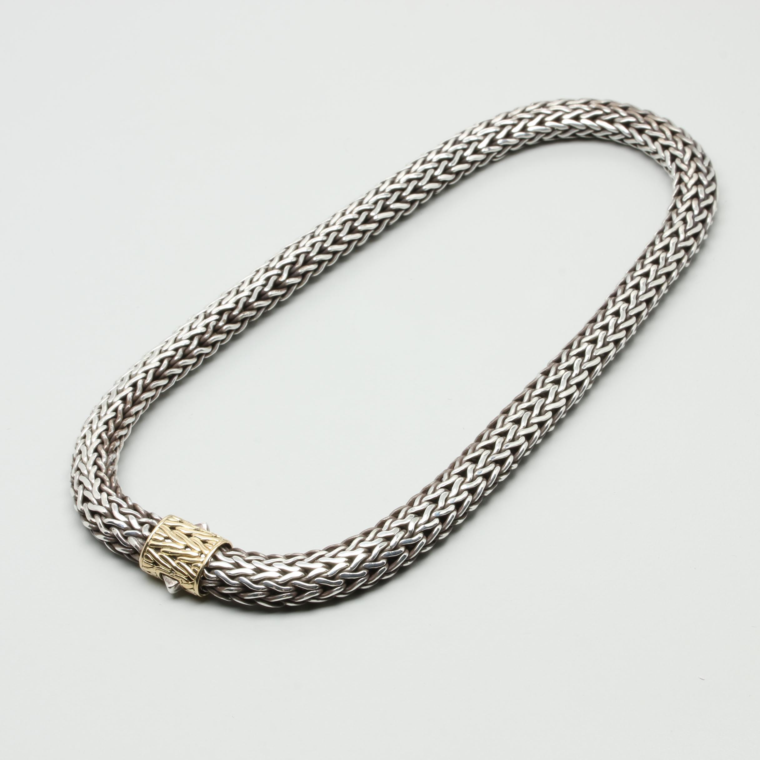 John Hardy Sterling Silver "Classic Chain" Necklace with 18K Yellow Gold Accent
