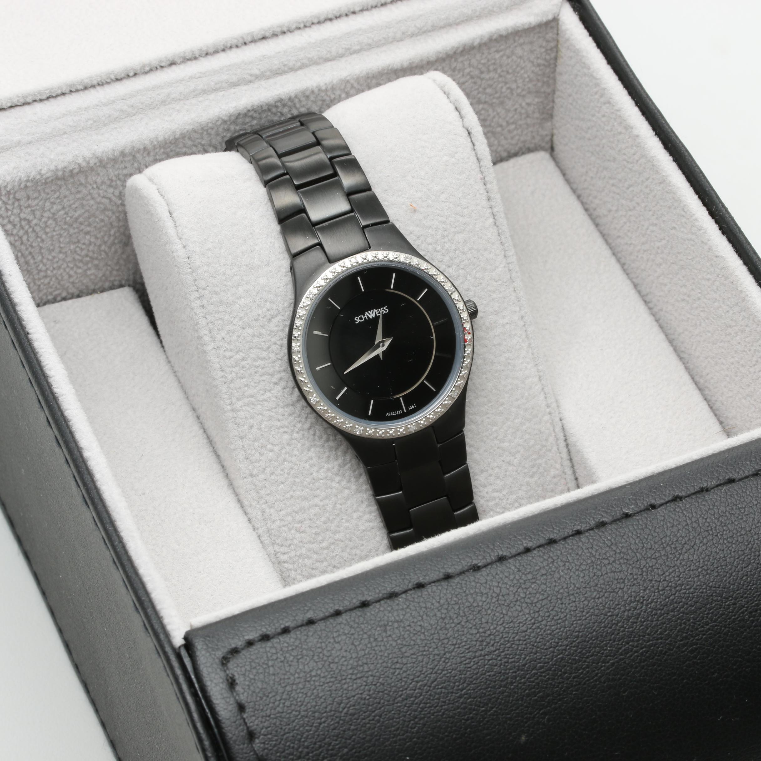 Schweiss Swiss Diamond and Black Ion Plated Stainless Steel Watch