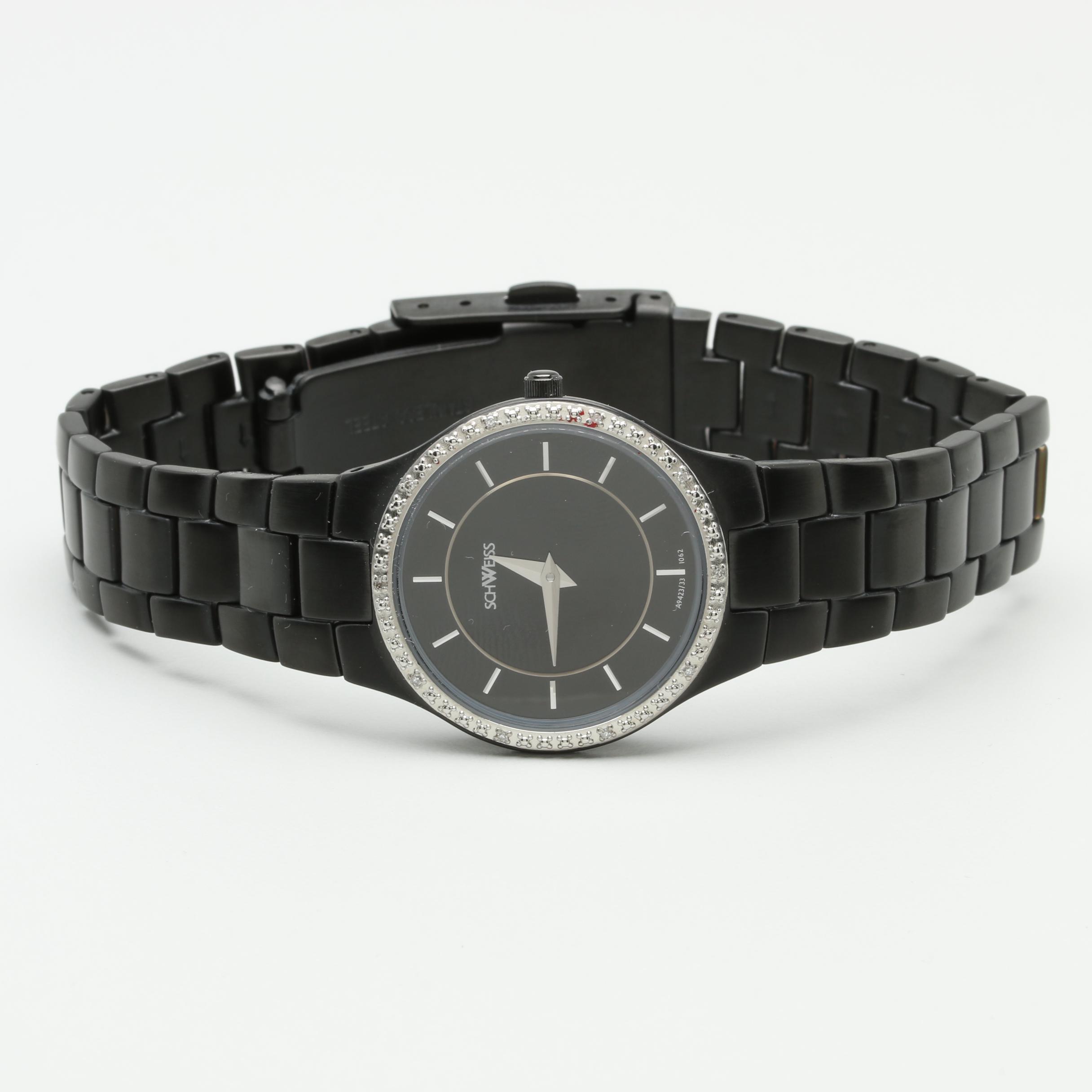 Schweiss Swiss Diamond and Black Ion Plated Stainless Steel Watch