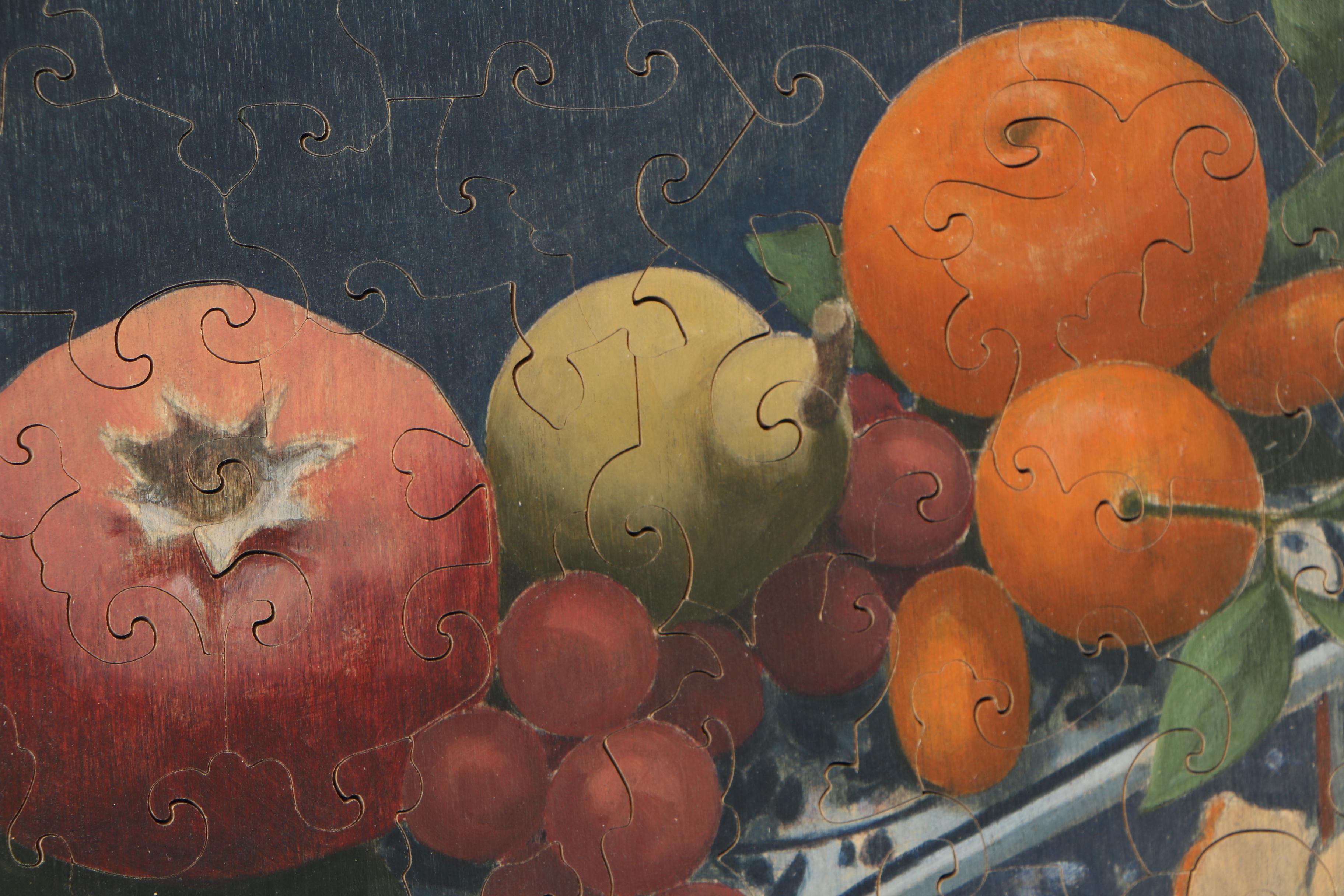 Amy F. Scott Oil Painting on Wood Puzzle "Tea and Tangerines, Midwinter Night"