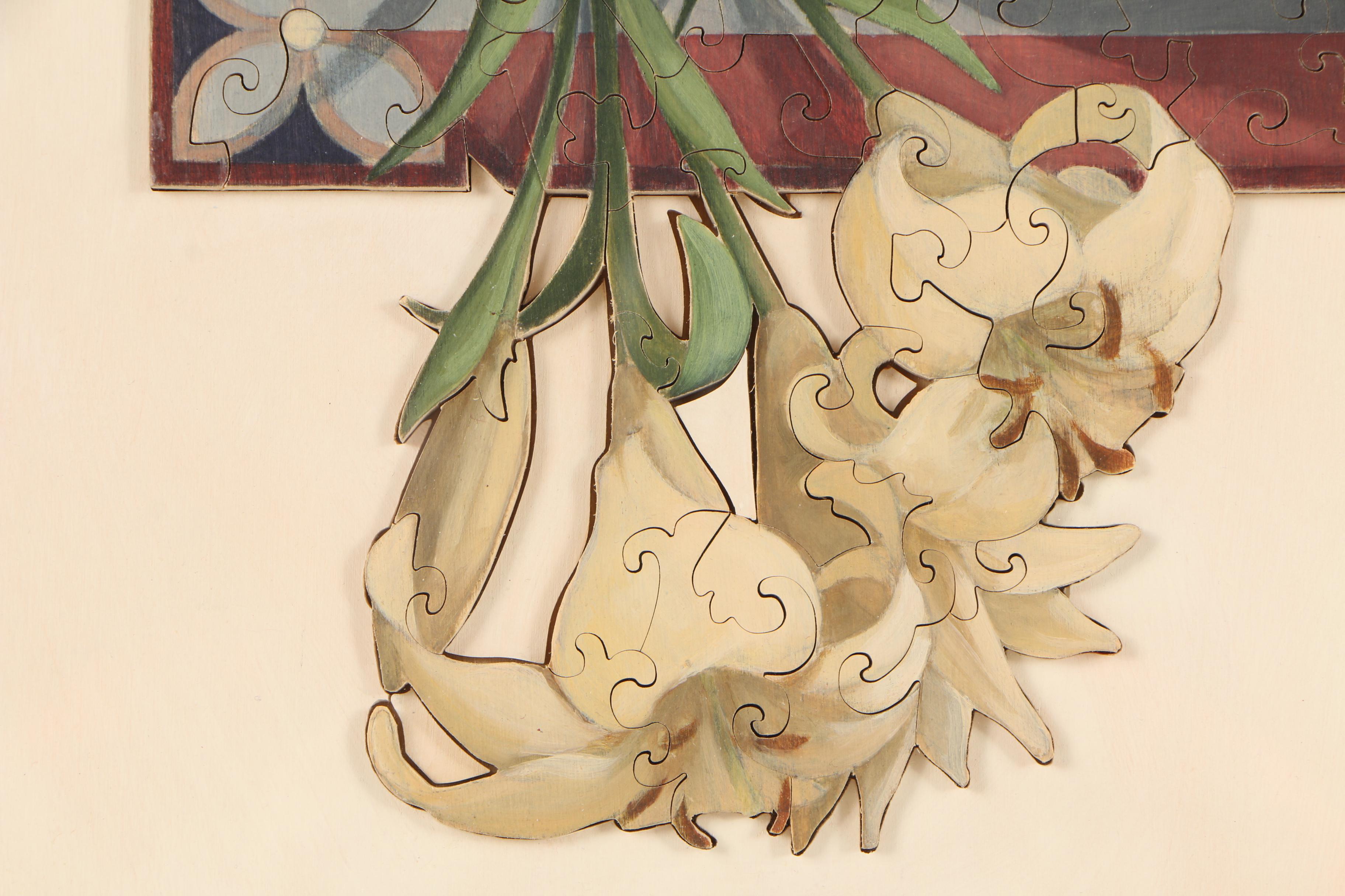 Amy F. Scott Oil Painting on Wood Puzzle "Tea and Tangerines, Midwinter Night"