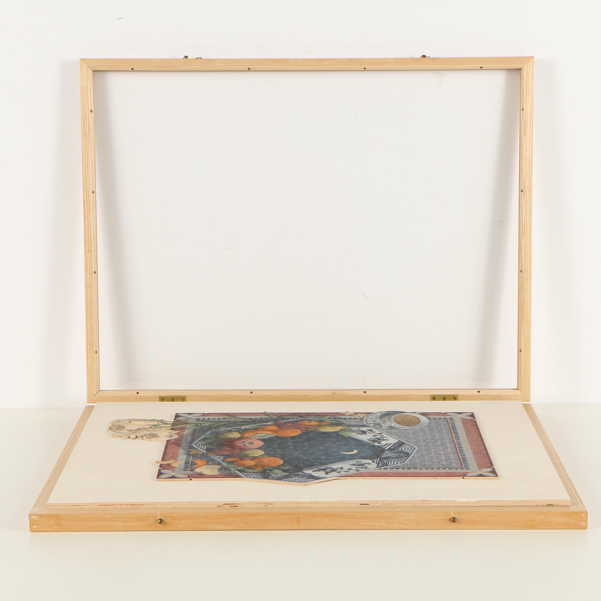 Amy F. Scott Oil Painting on Wood Puzzle "Tea and Tangerines, Midwinter Night"