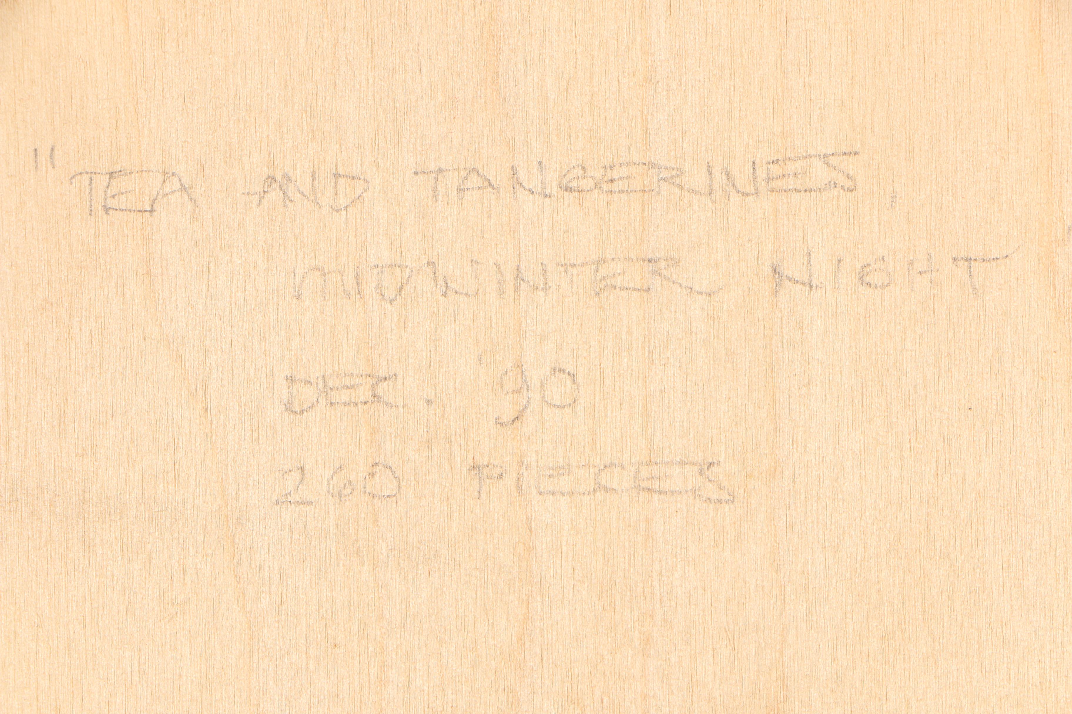 Amy F. Scott Oil Painting on Wood Puzzle "Tea and Tangerines, Midwinter Night"