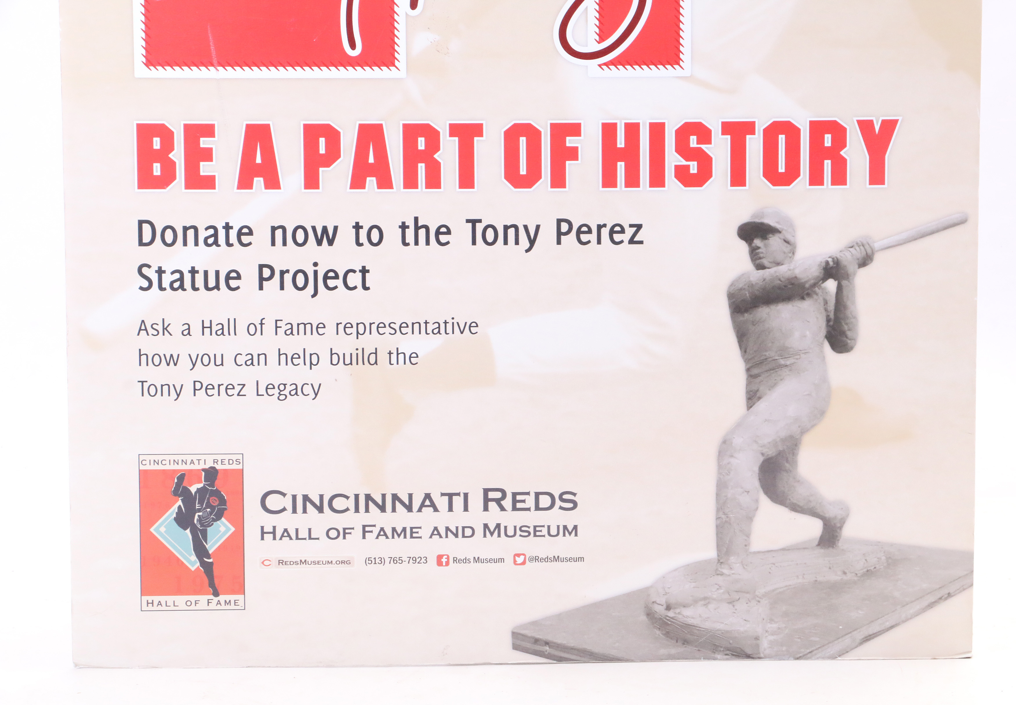 Tony Perez "Part Of History Statue" Reds Hall of Fame Sign COA