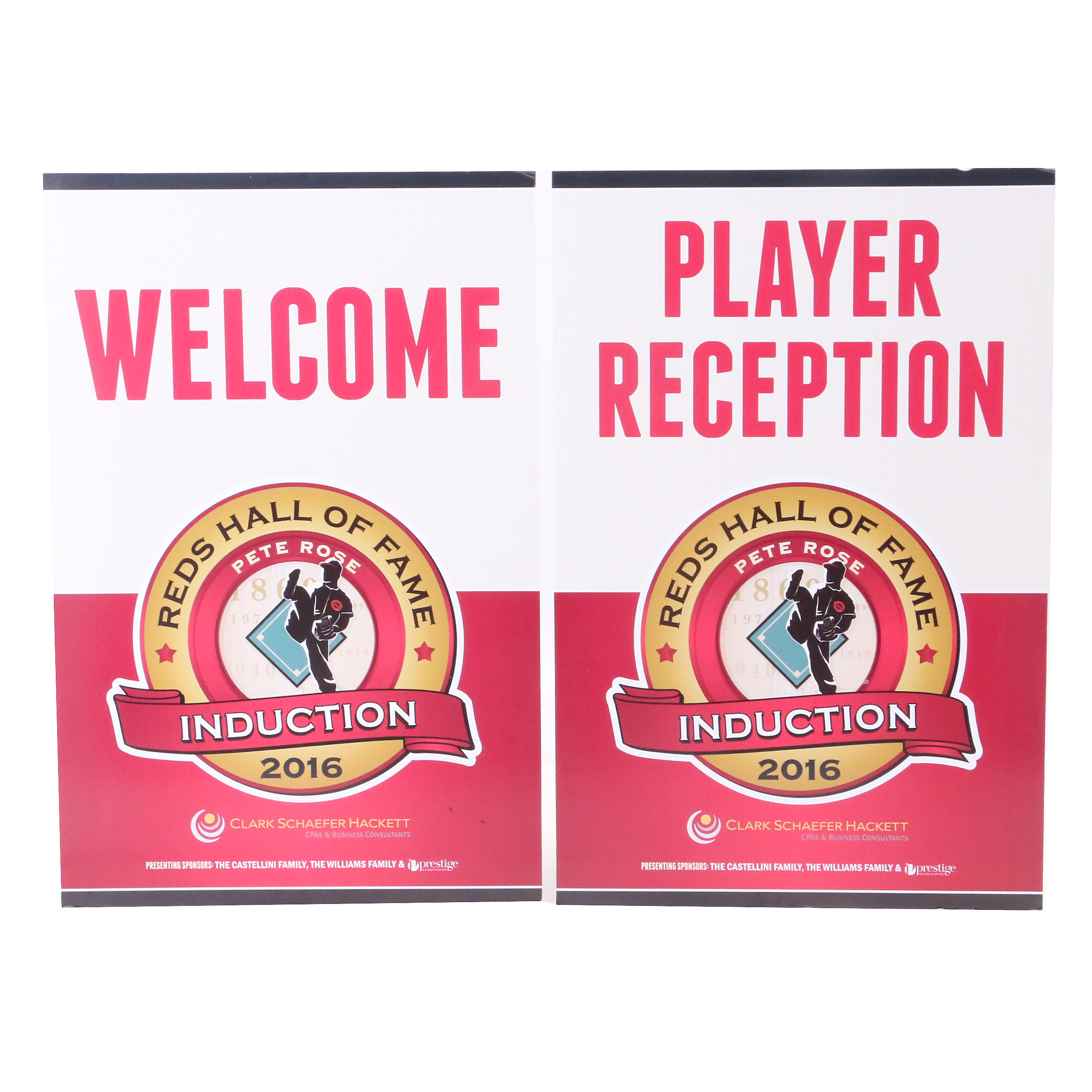 Two 2016 Pete Rose Hall of Fame Induction Exhibit Signs COA