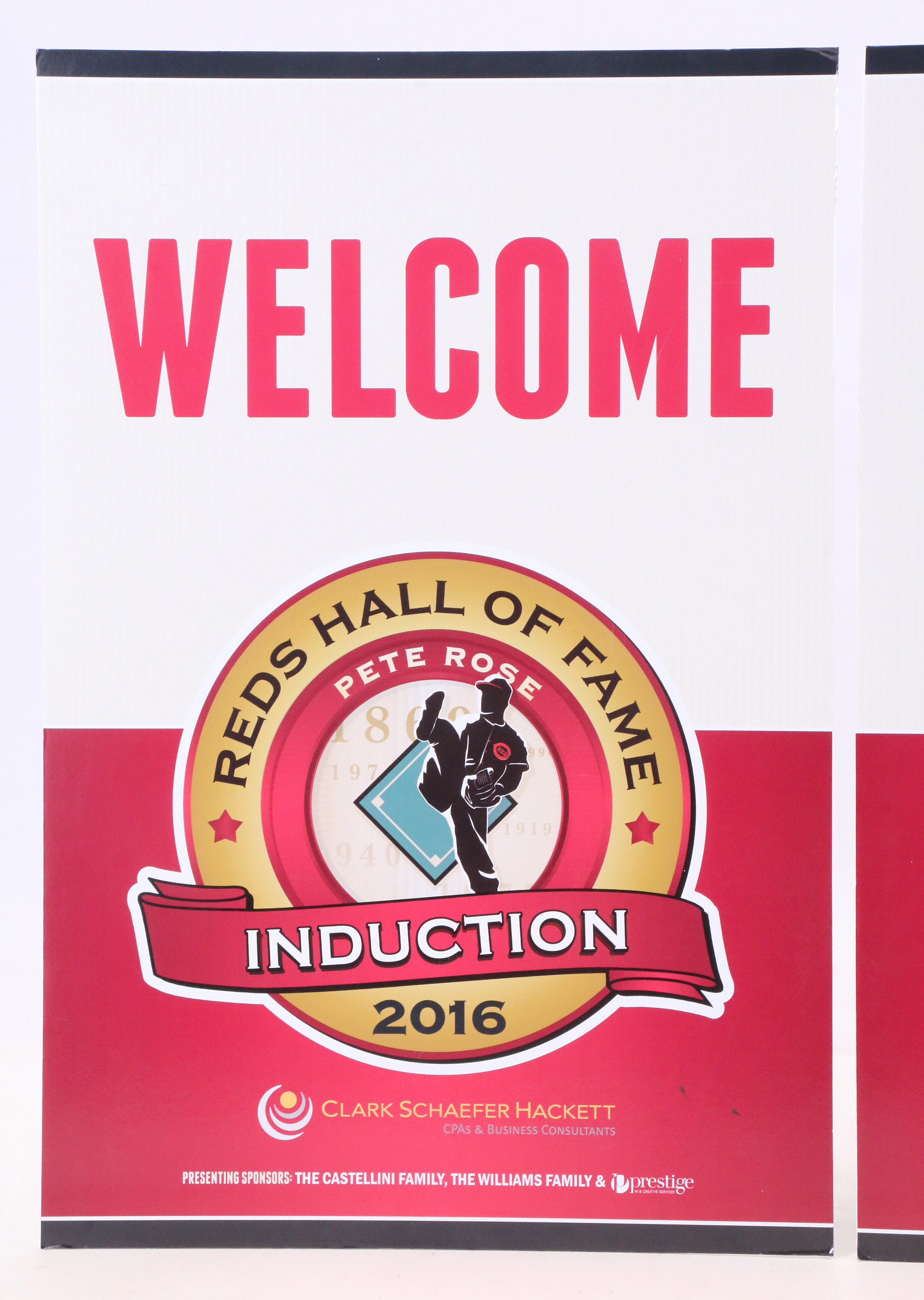 Two 2016 Pete Rose Hall of Fame Induction Exhibit Signs COA