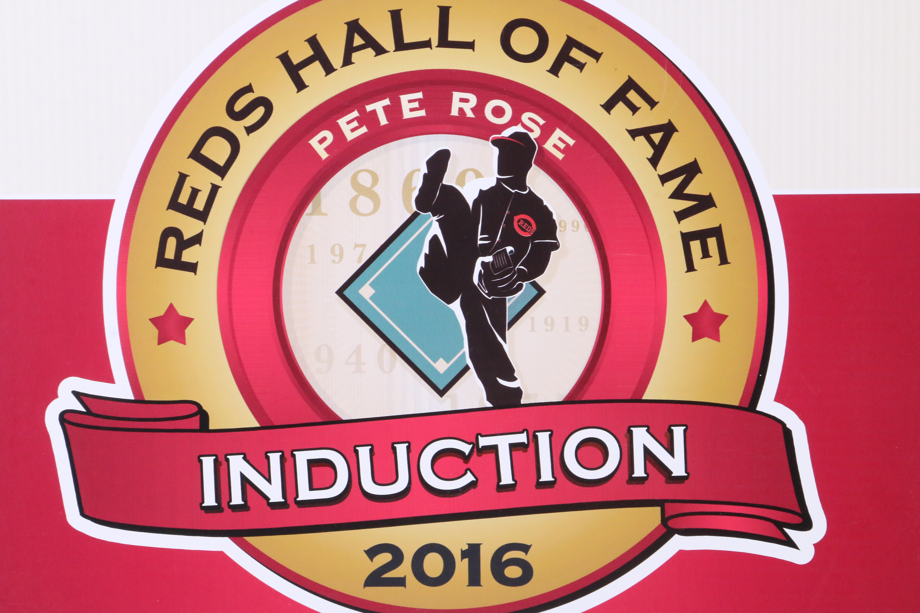 Two 2016 Pete Rose Hall of Fame Induction Exhibit Signs COA