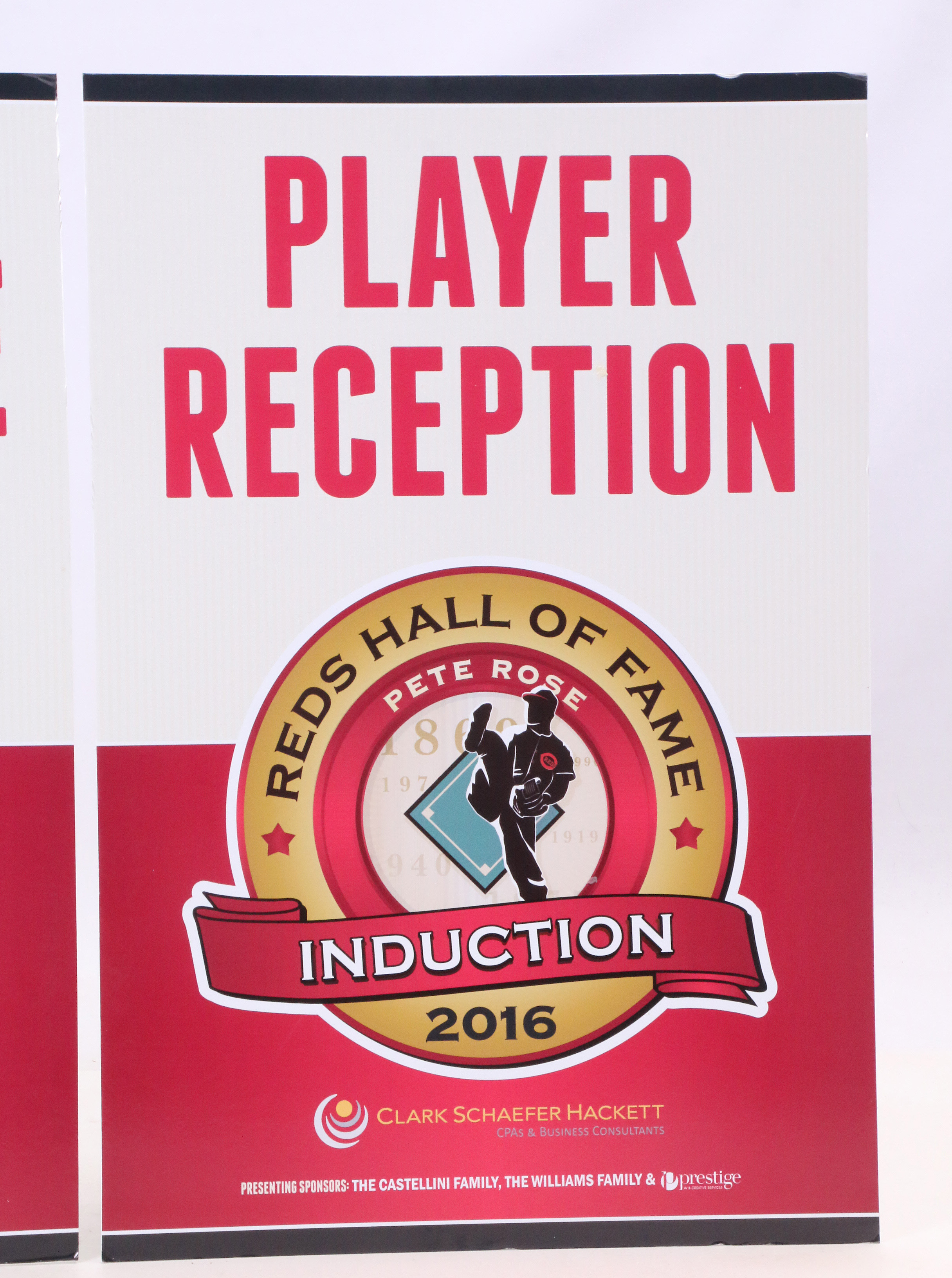 Two 2016 Pete Rose Hall of Fame Induction Exhibit Signs COA