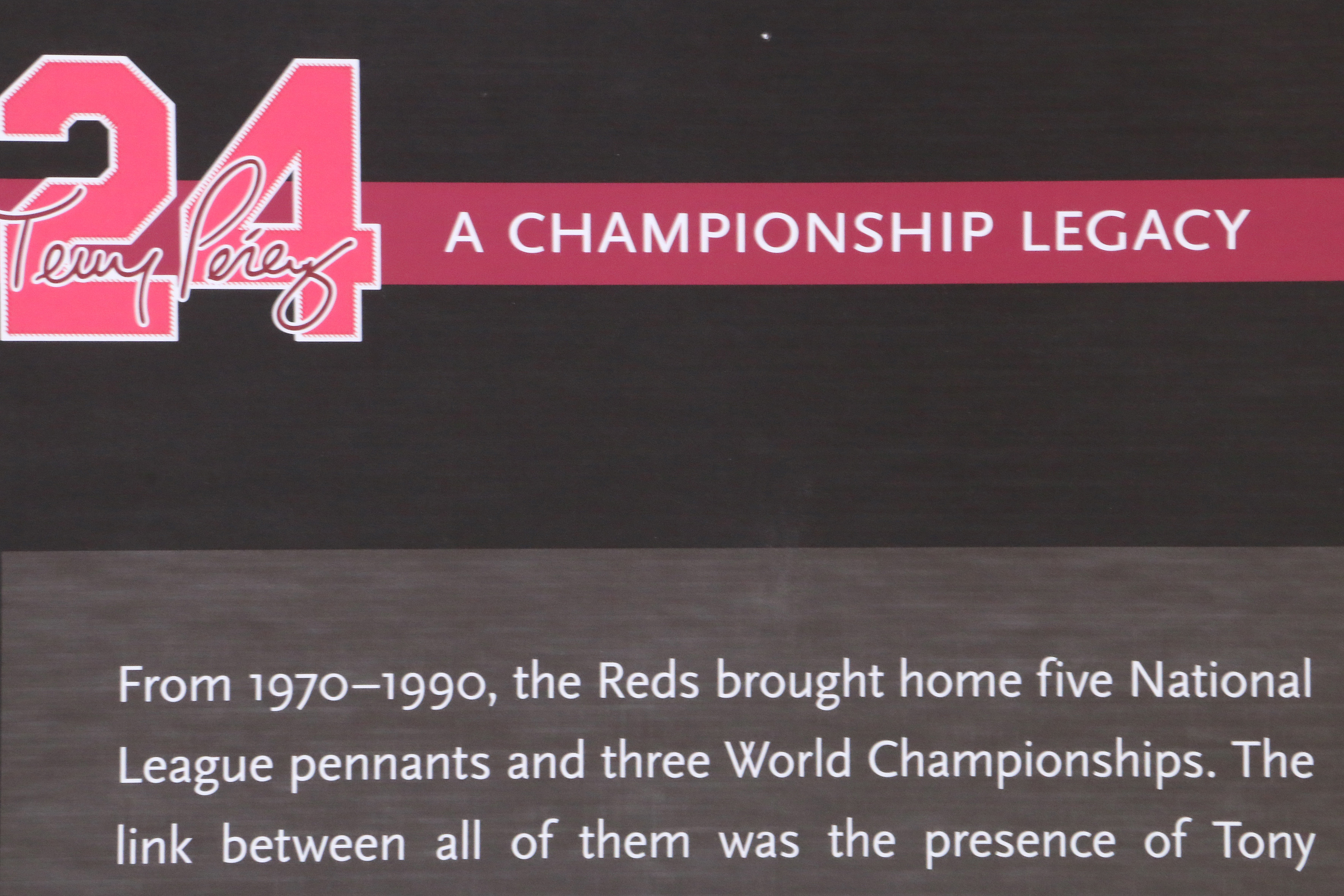 Two Tony Perez Exhibit Signs From Reds Hall of Fame COA