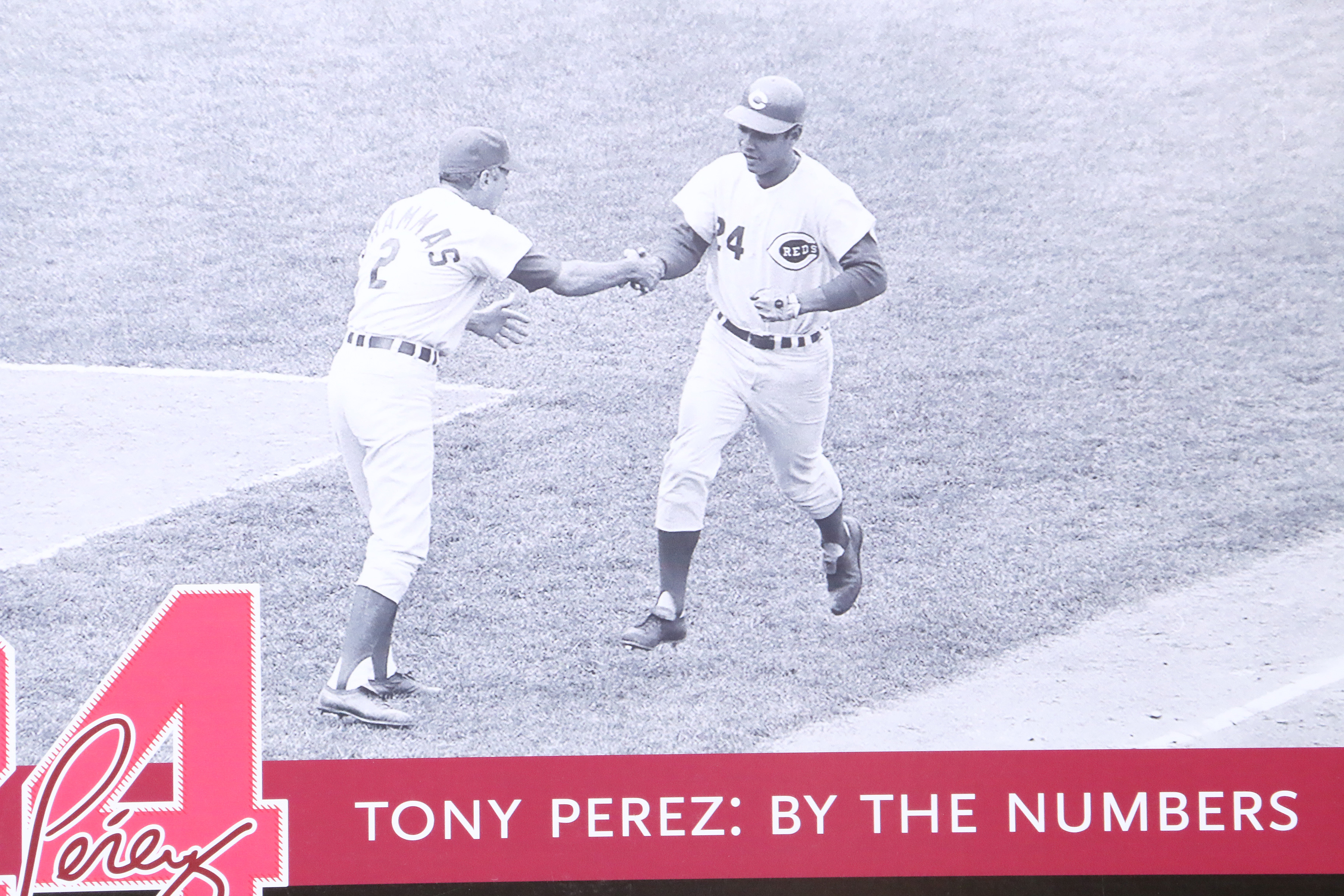 Two Tony Perez Exhibit Signs From Reds Hall of Fame COA