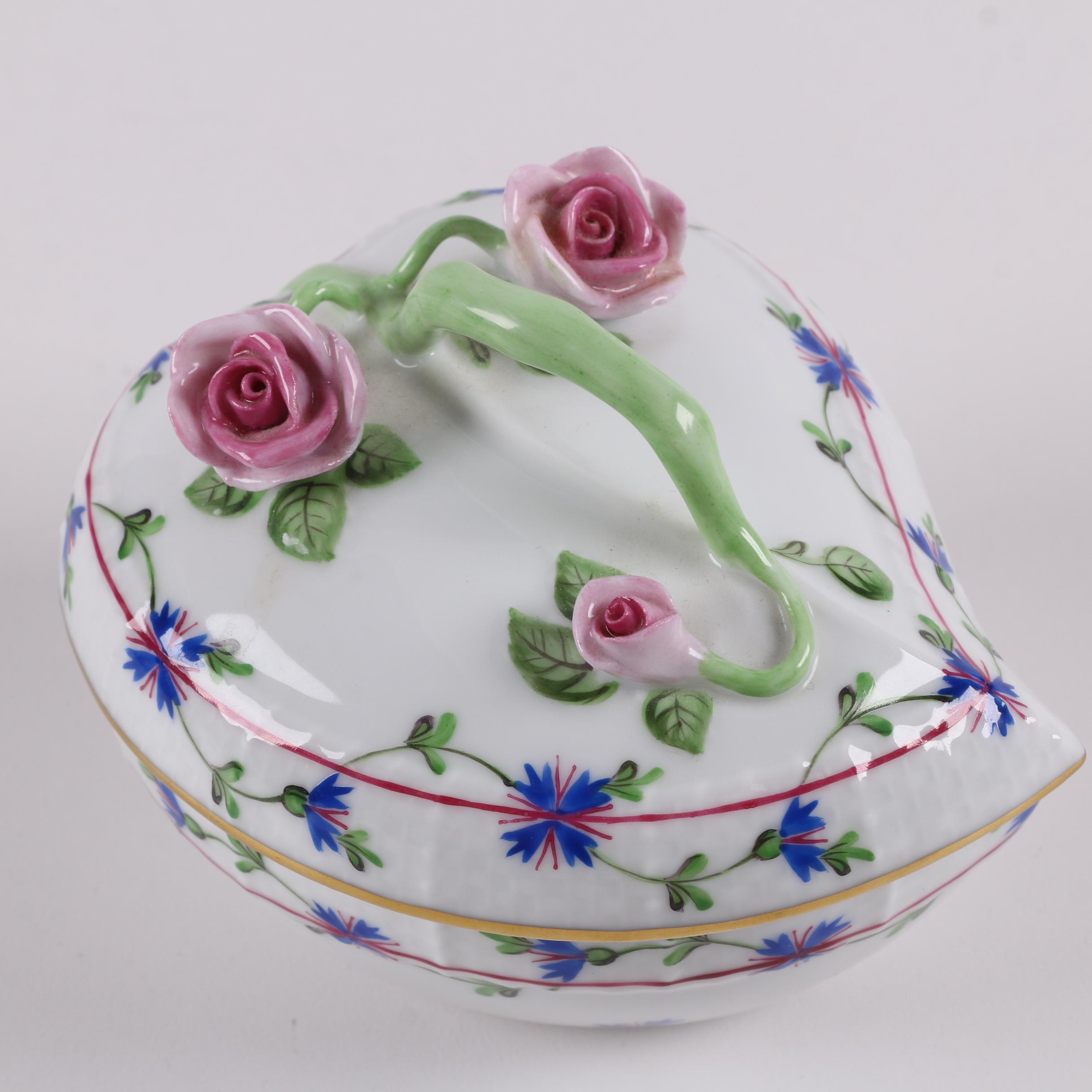 Herend Hand-Painted "Blue Garland" Porcelain Trinket Box