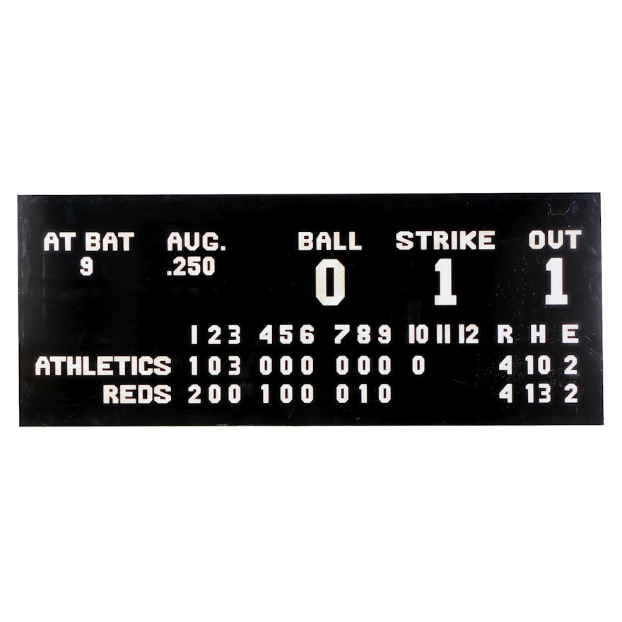 Reds Hall of Fame "Game 2 World Series Scoreboard" Exhibit Sign COA
