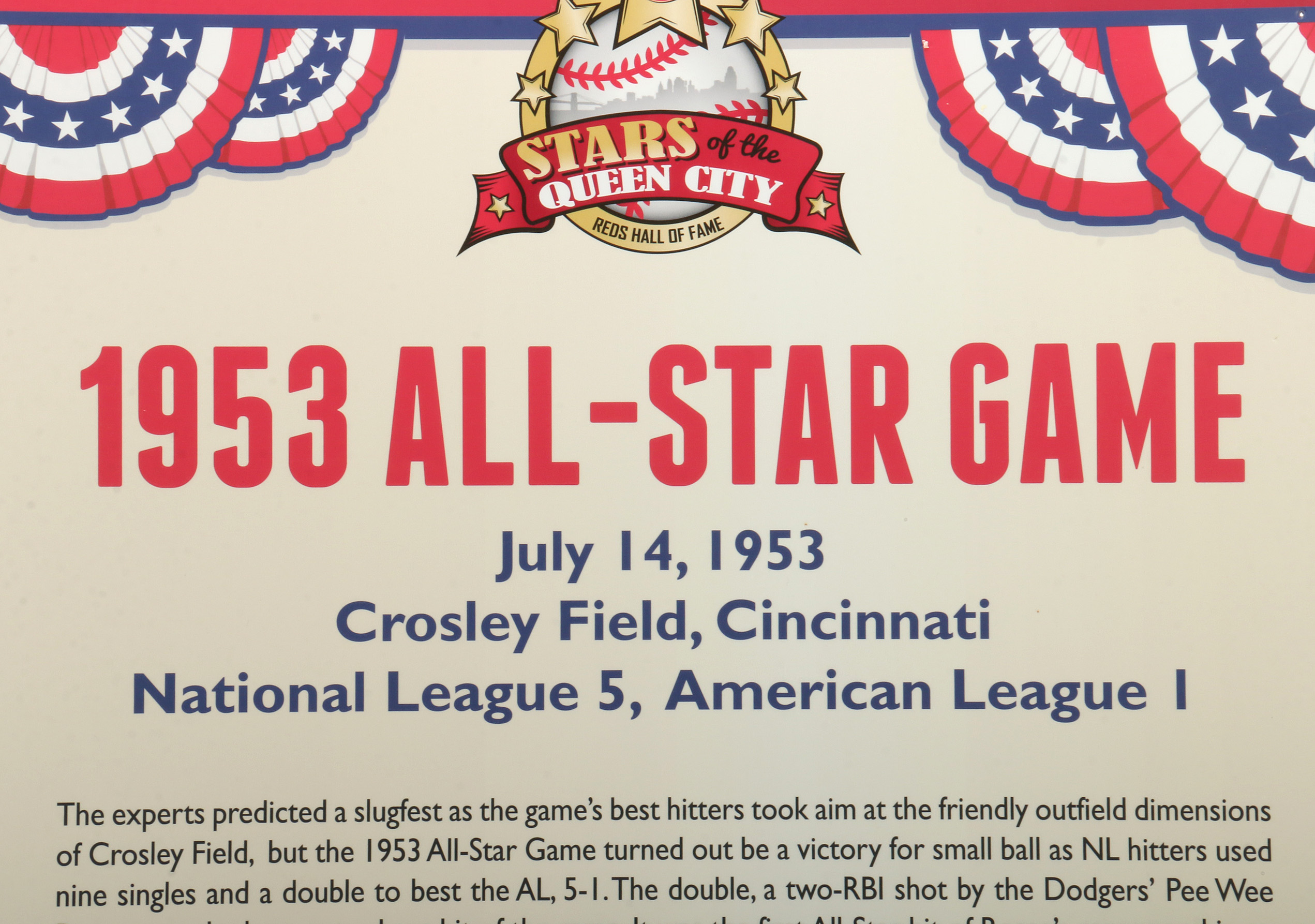 1953 Major League All-Star Game Hall of Fame Exhibit Display COA