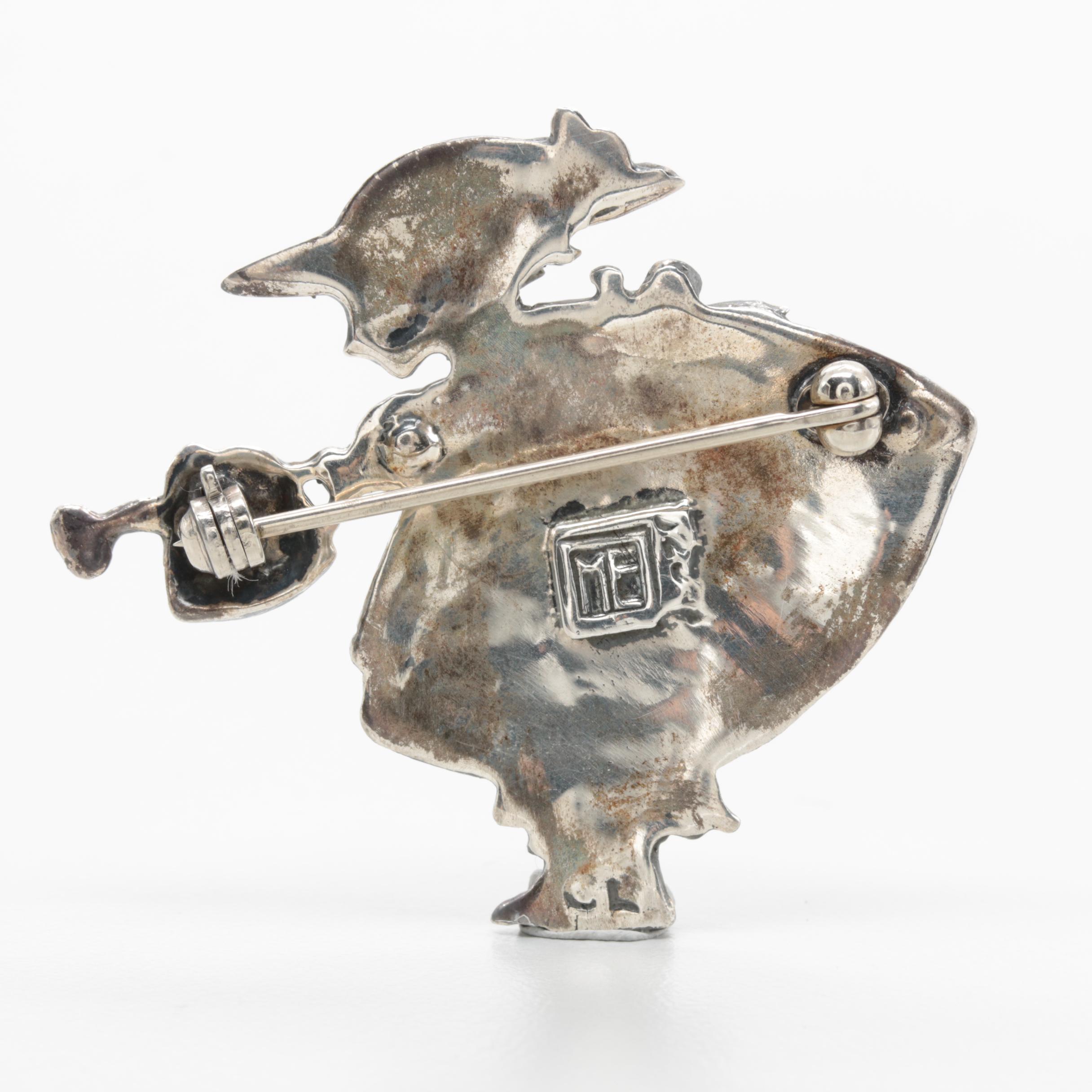 Mary Engelbreit Sterling Silver Woman with a Watering Can Brooch