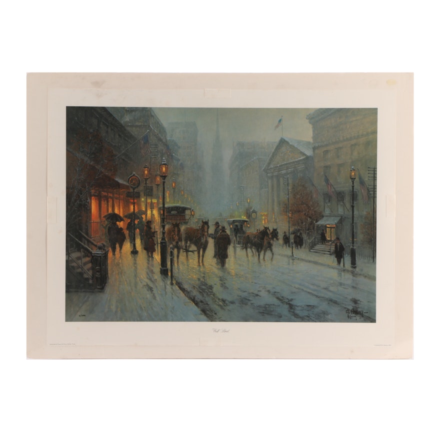 G. Harvey Signed 1981 Limited Edition Offset Lithograph "Wall Street"