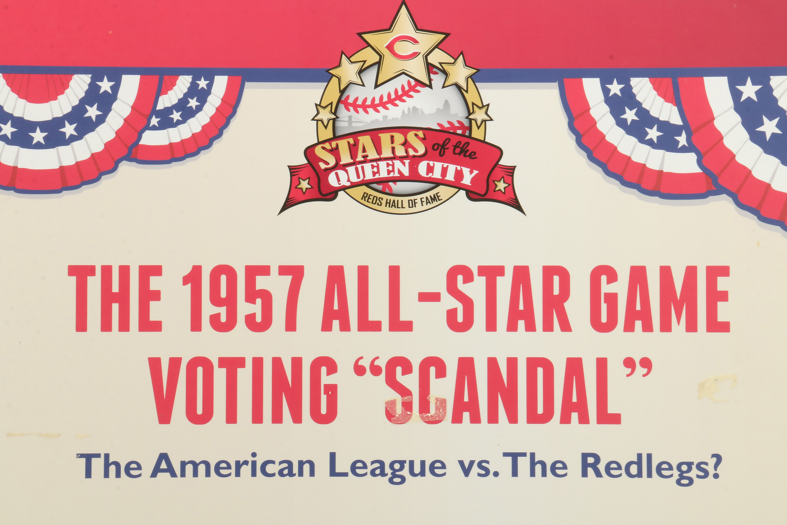 Cincinnati Reds Hall of Fame and Museum "1957 All-Star Game" Exhibit Sign COA