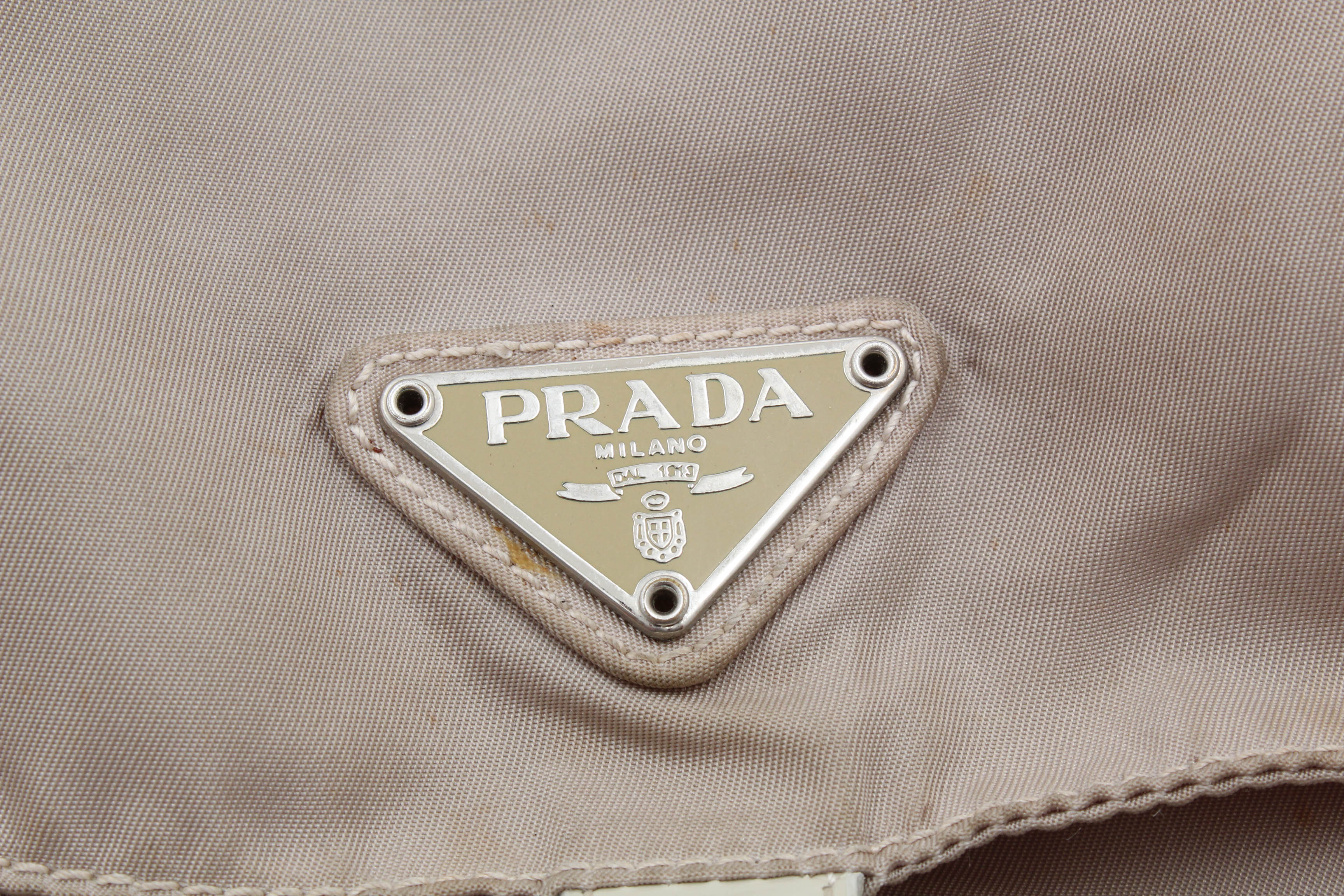 Prada Beige Nylon and Leather Backpack