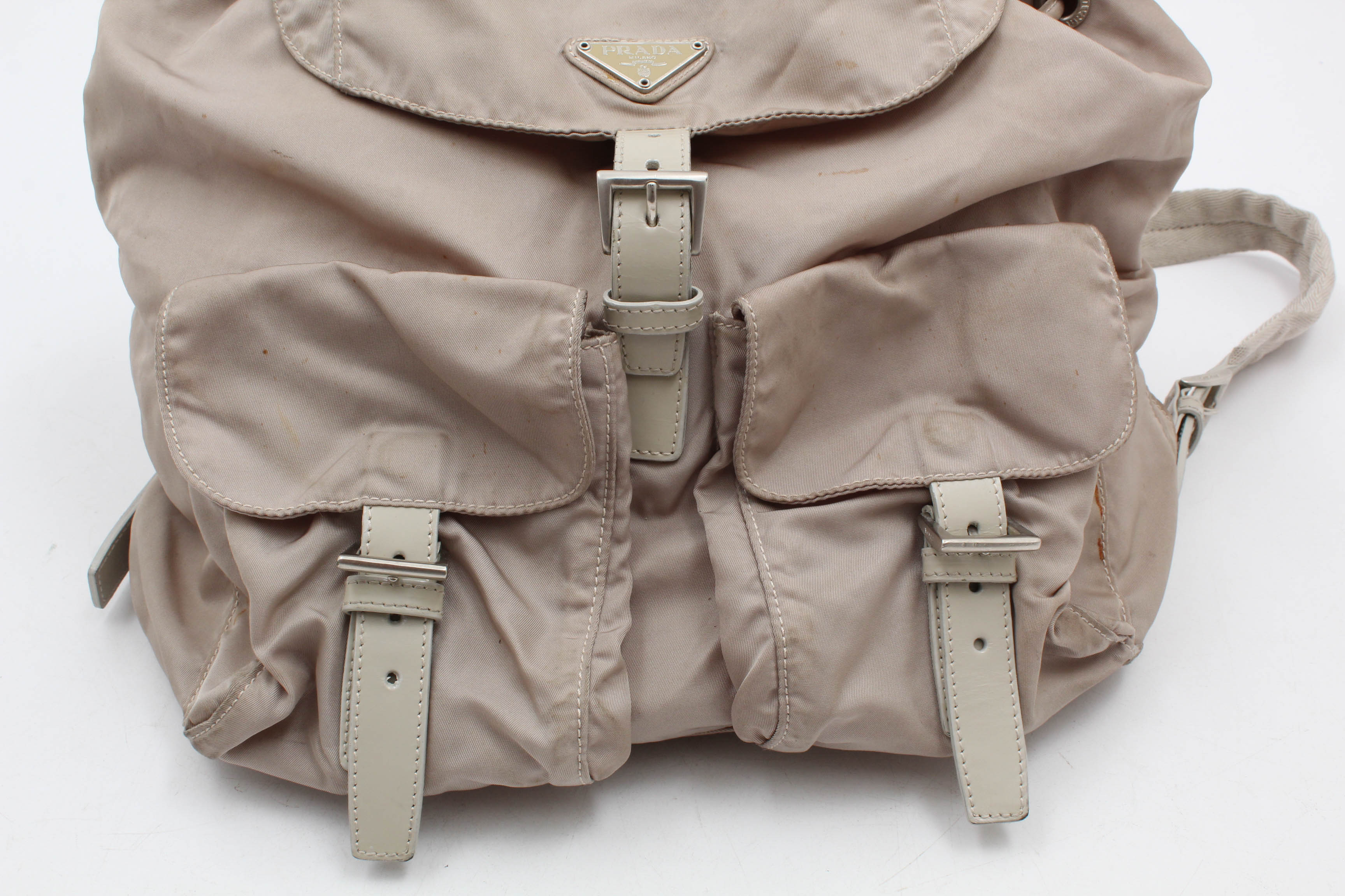Prada Beige Nylon and Leather Backpack
