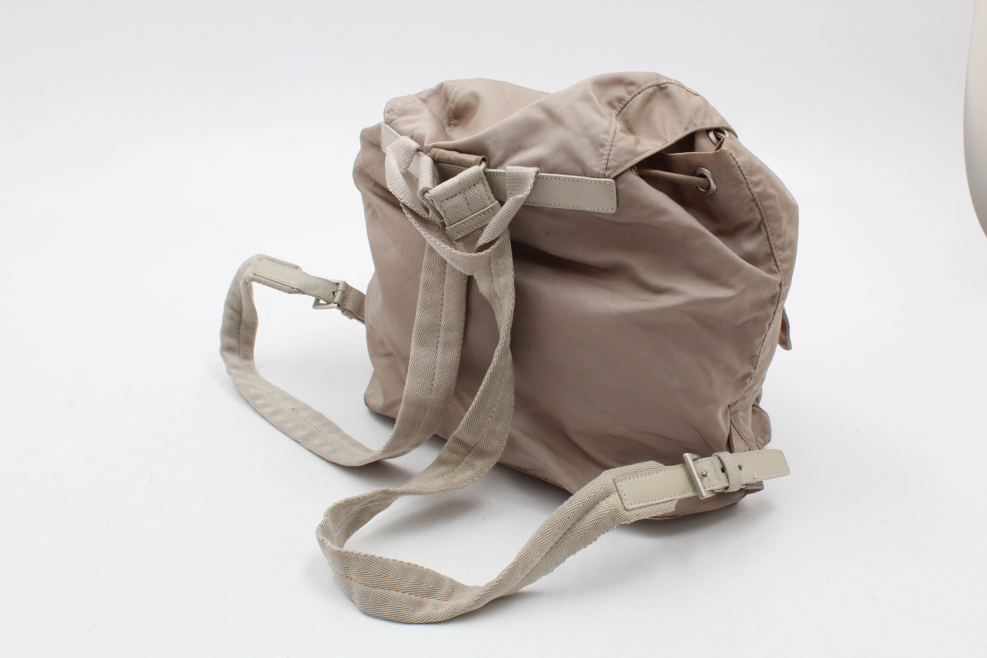 Prada Beige Nylon and Leather Backpack
