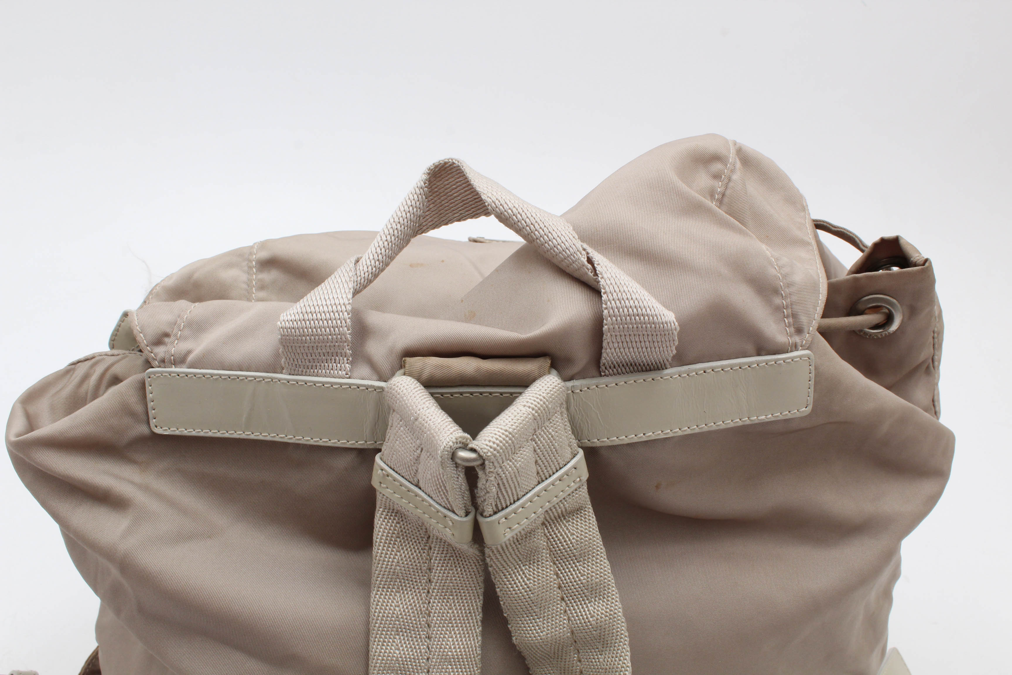 Prada Beige Nylon and Leather Backpack
