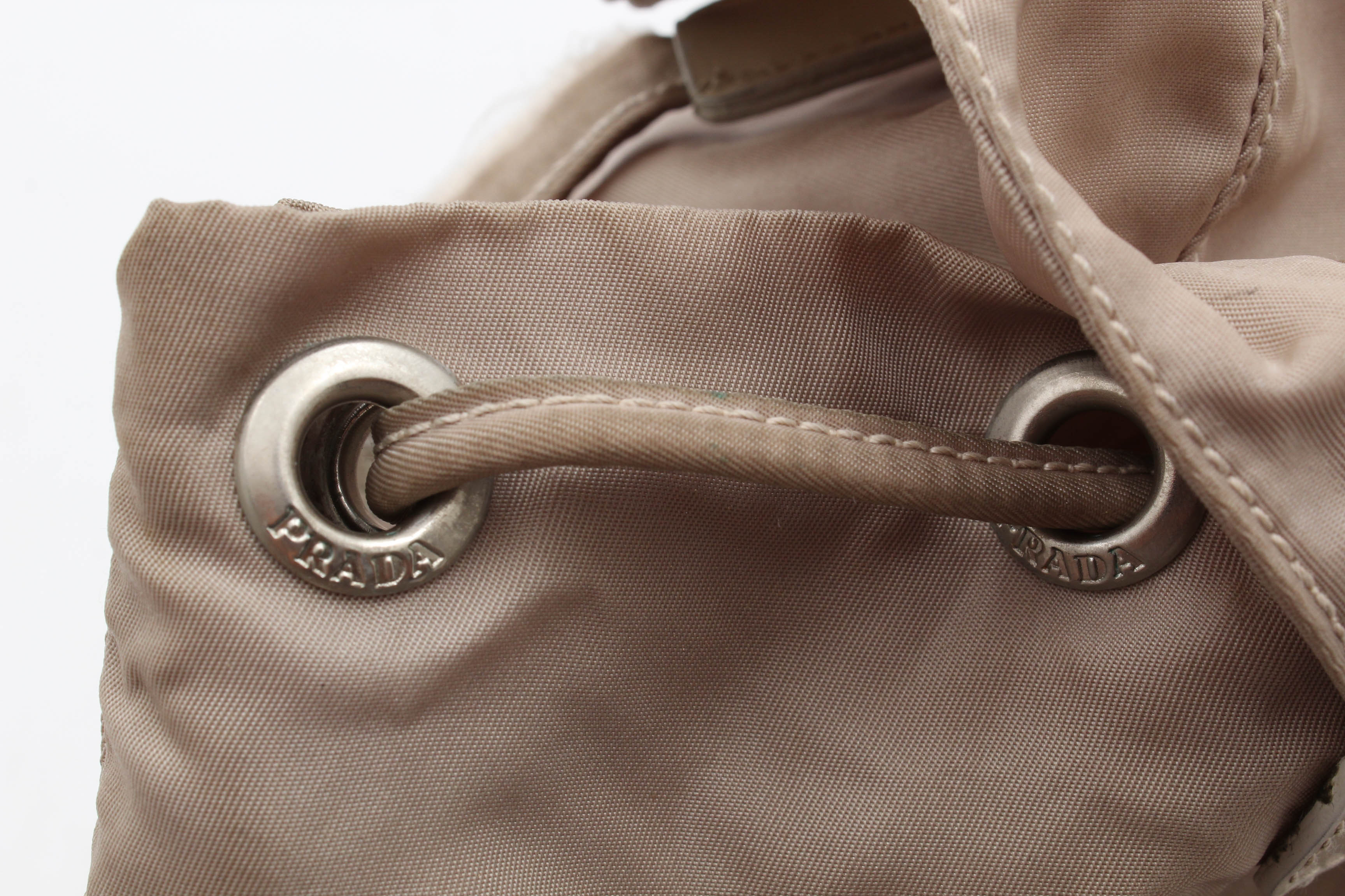 Prada Beige Nylon and Leather Backpack