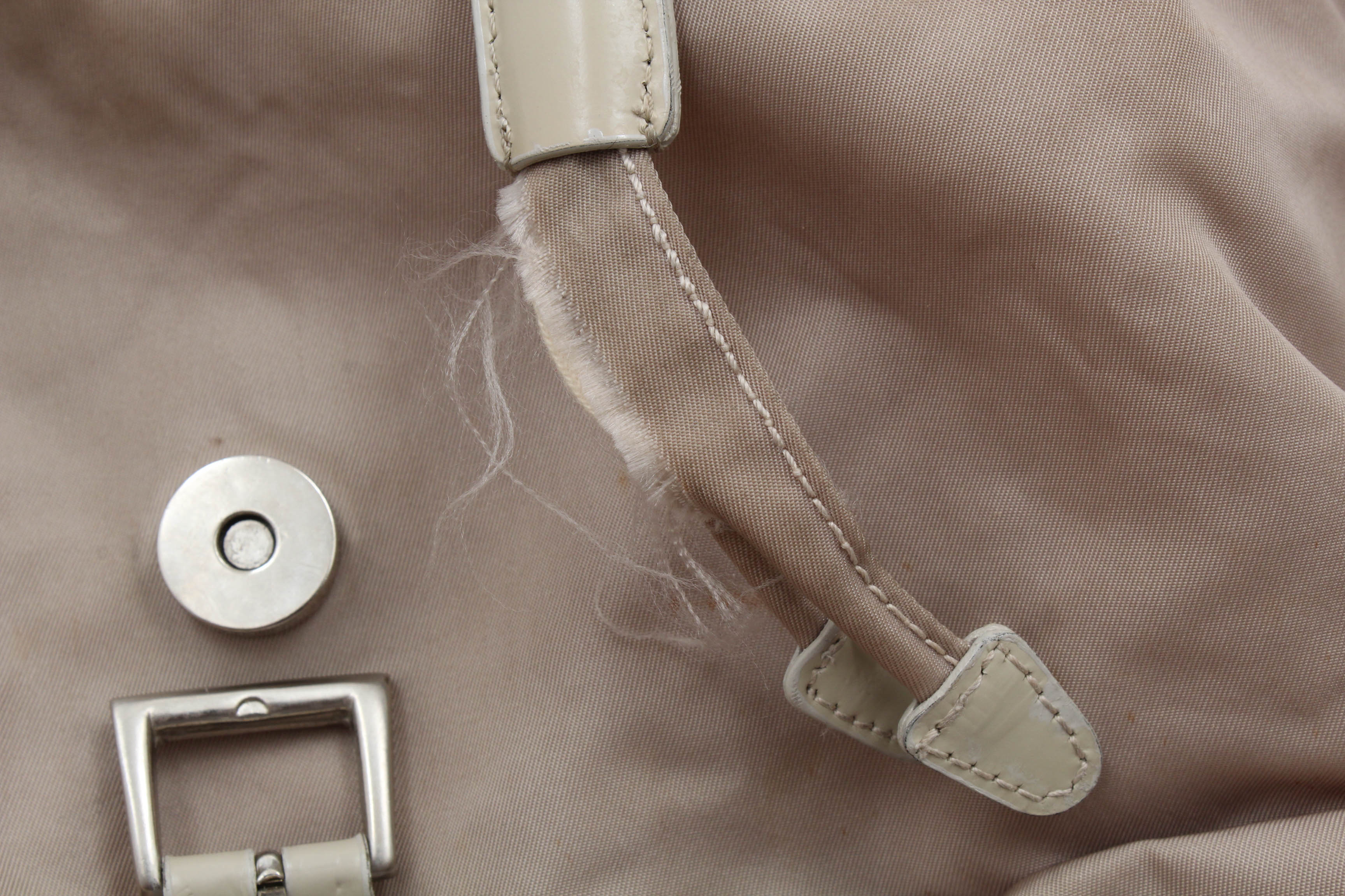 Prada Beige Nylon and Leather Backpack