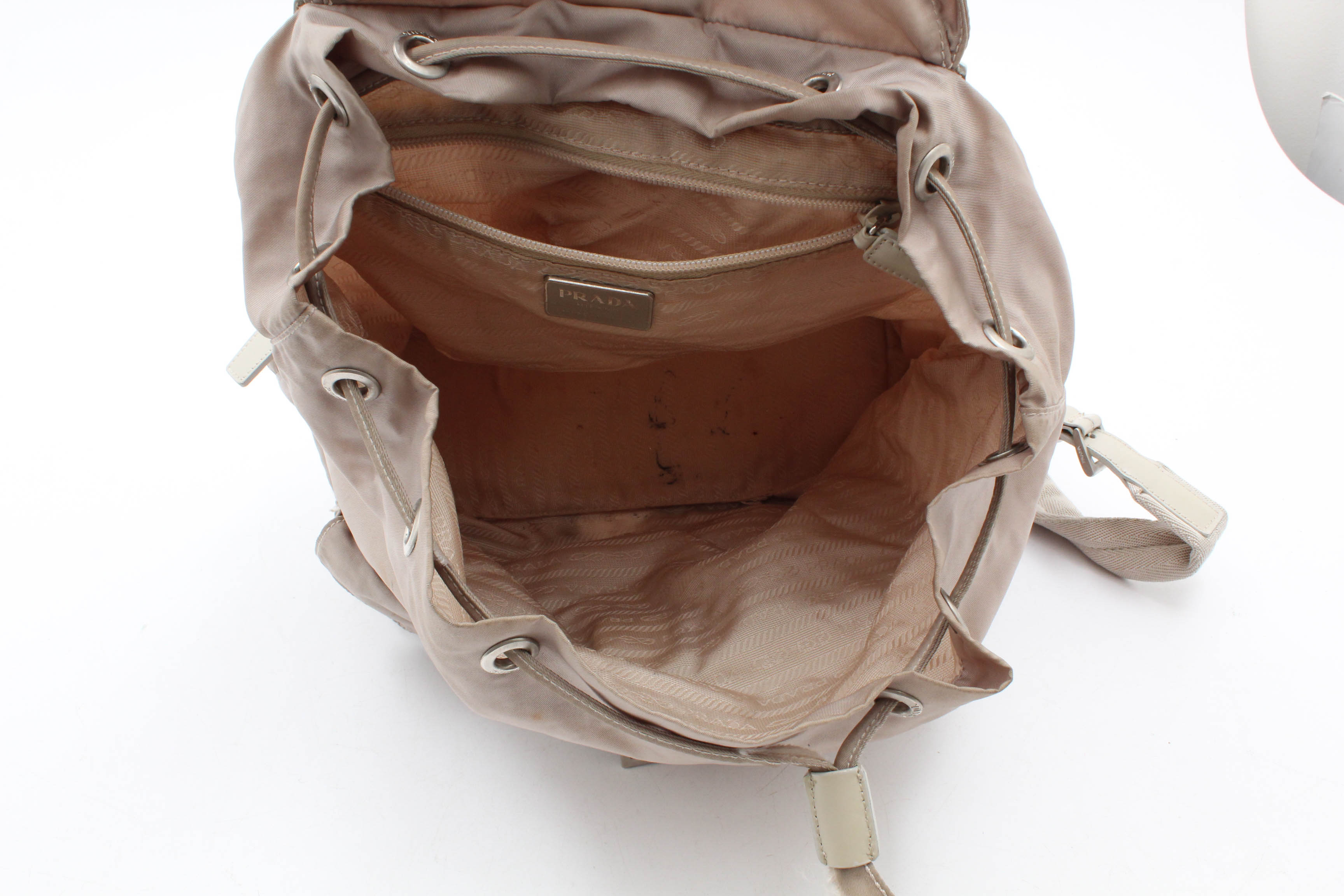 Prada Beige Nylon and Leather Backpack