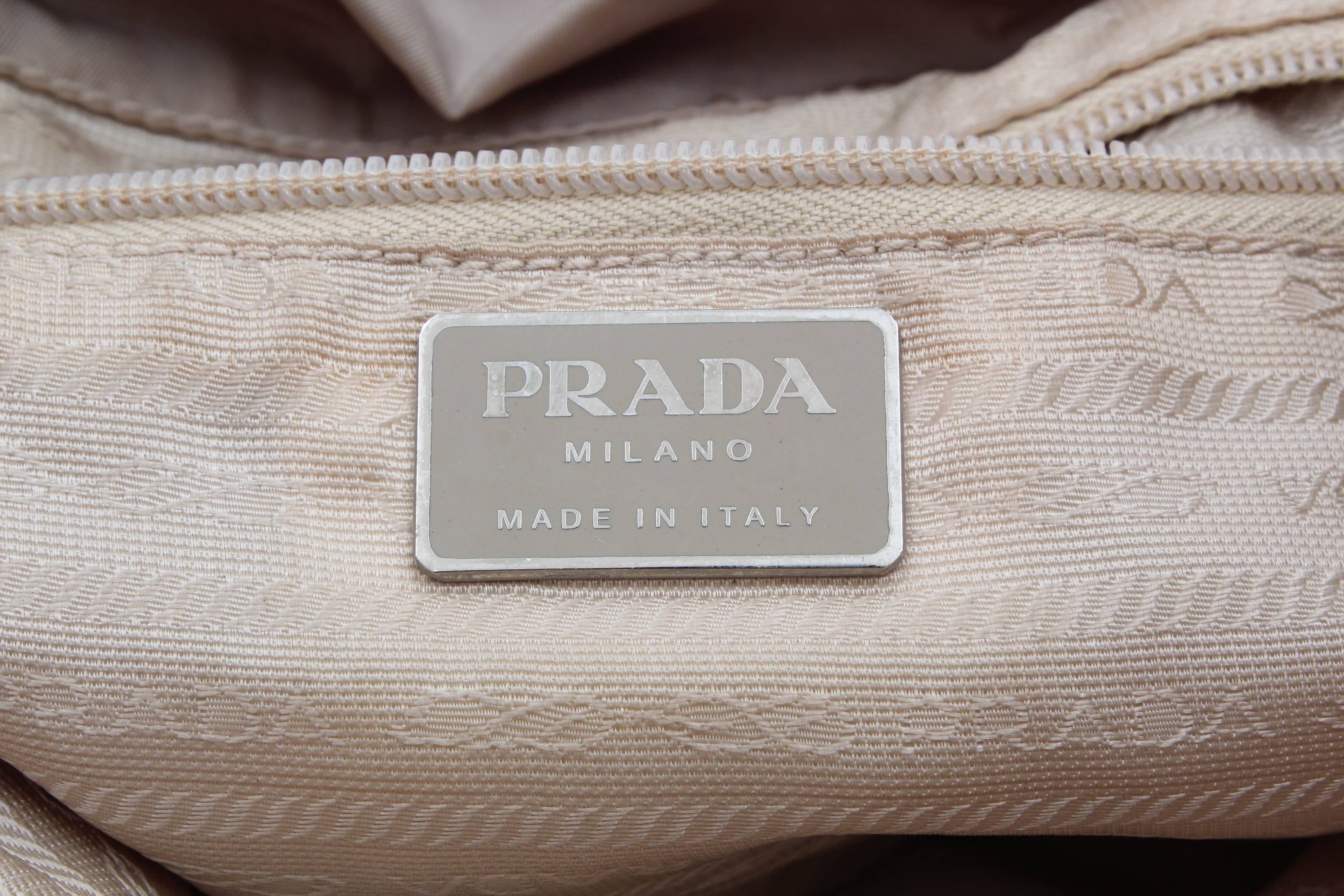 Prada Beige Nylon and Leather Backpack