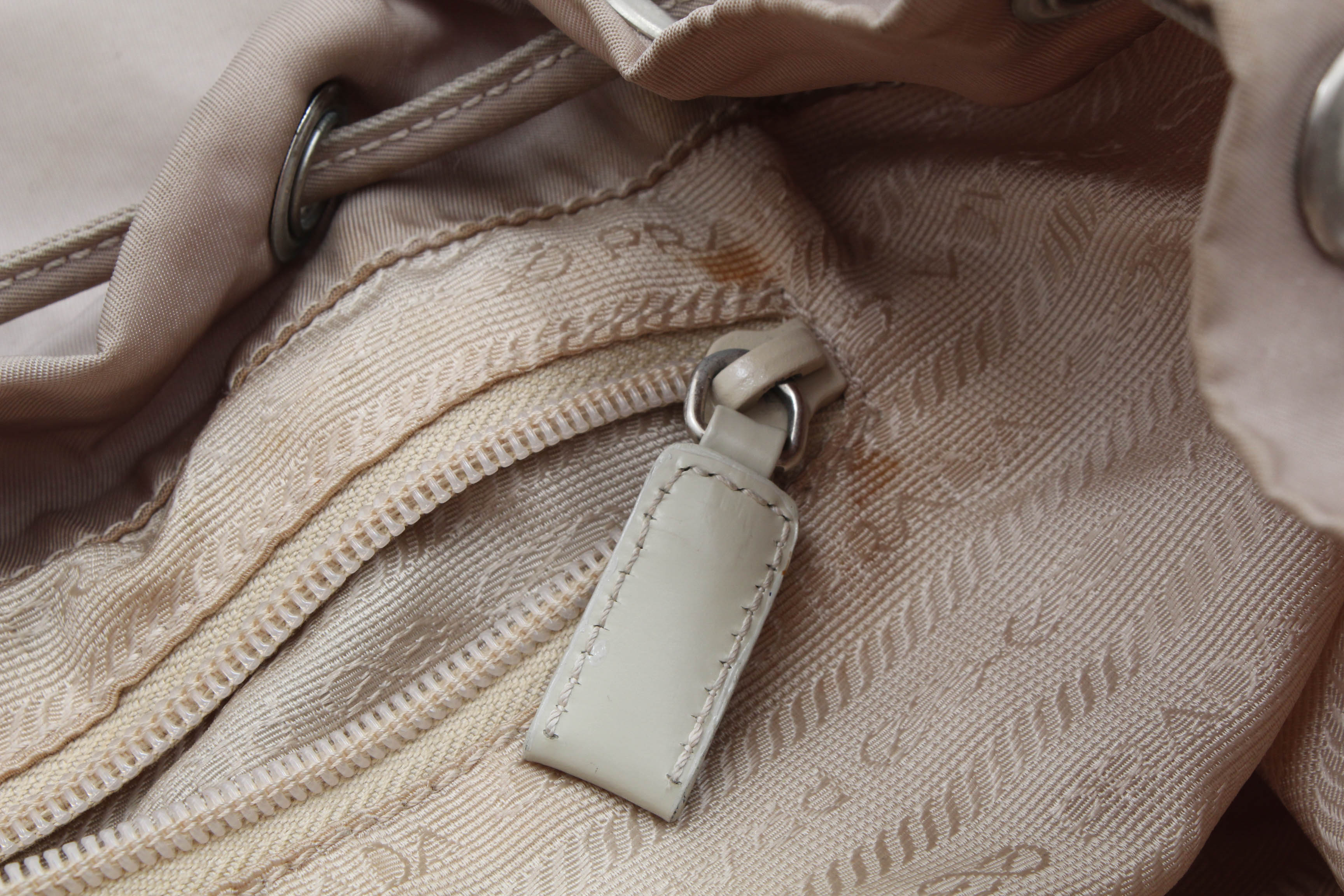 Prada Beige Nylon and Leather Backpack