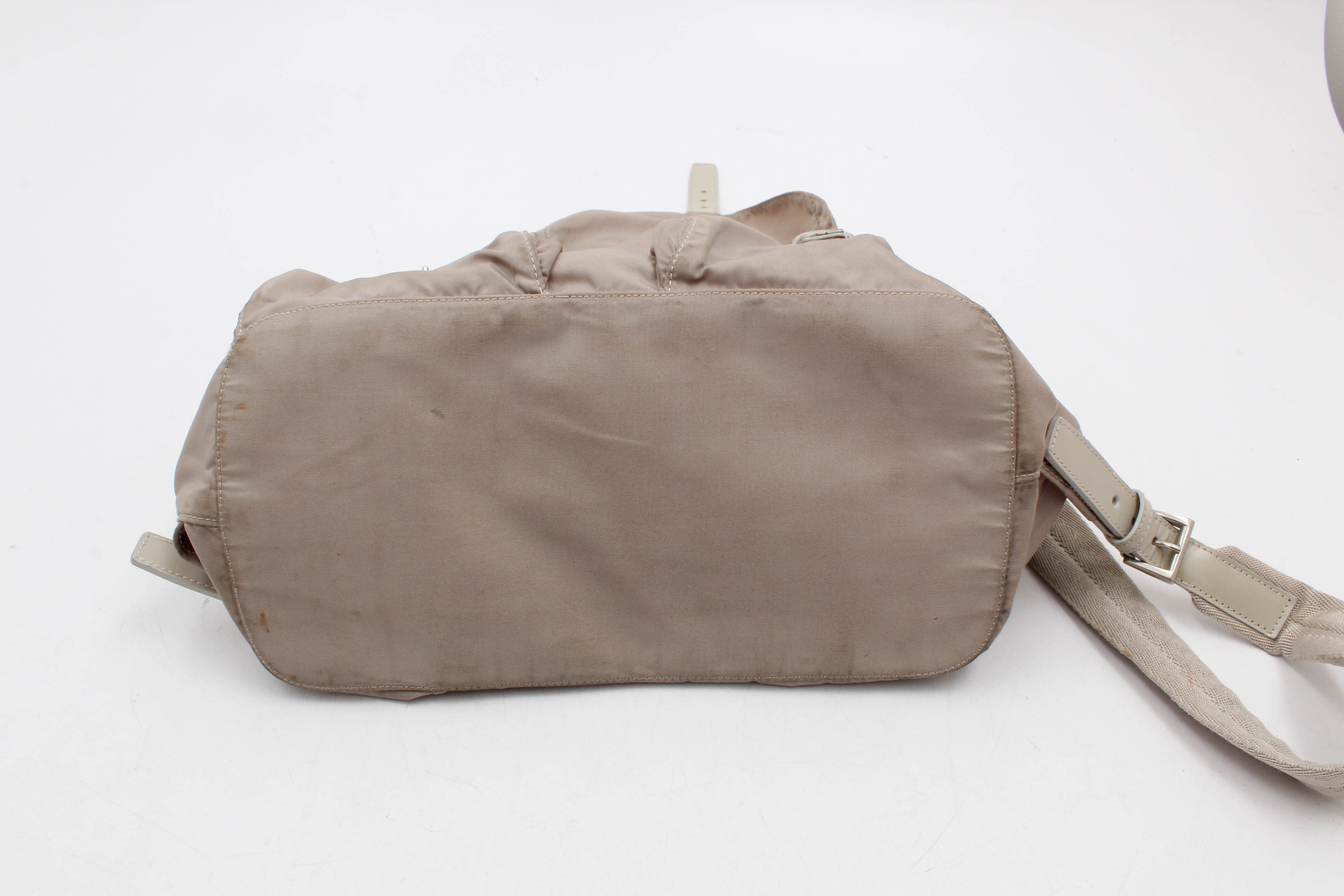 Prada Beige Nylon and Leather Backpack