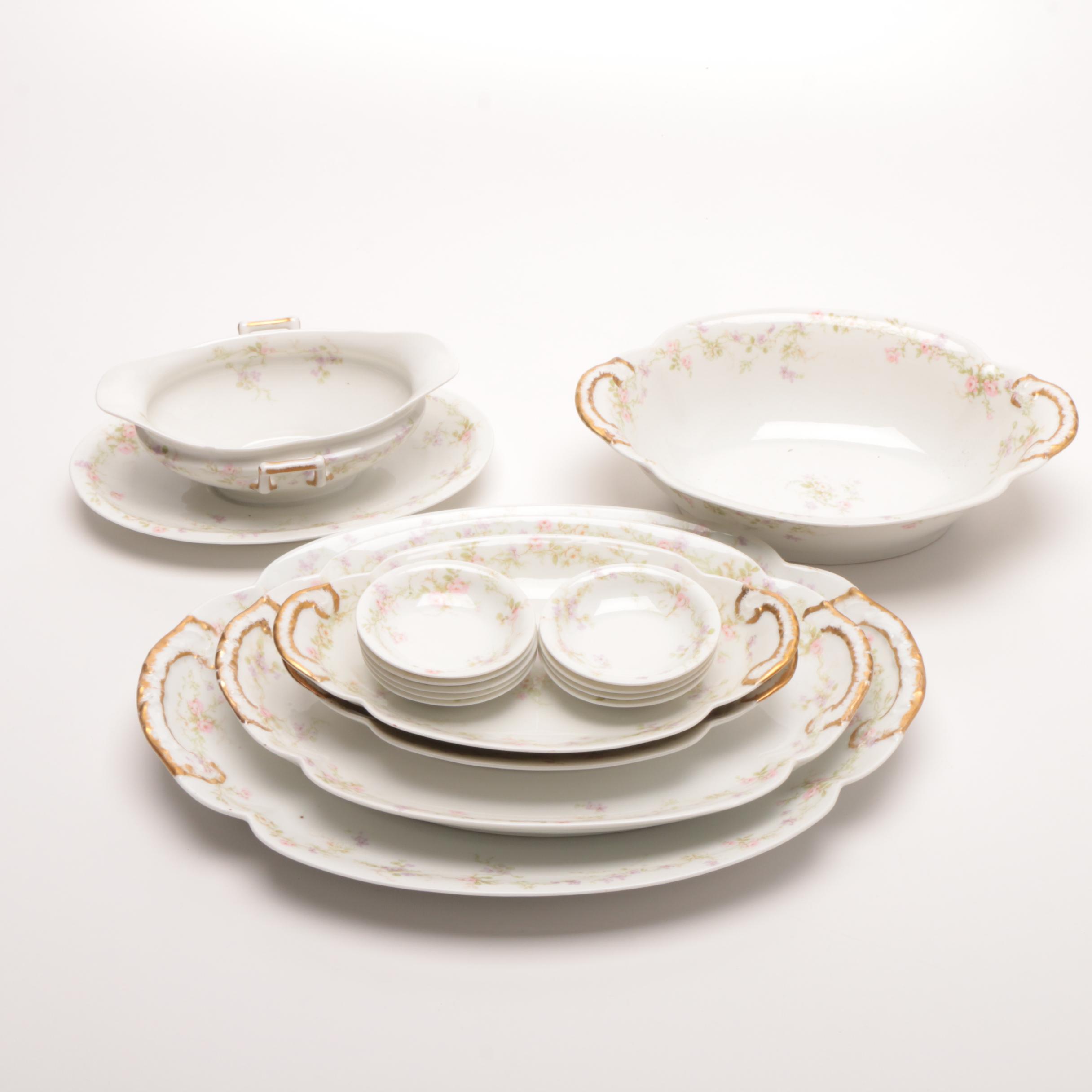 Antique Theodore Haviland Limoges Floral Porcelain Dinner Service