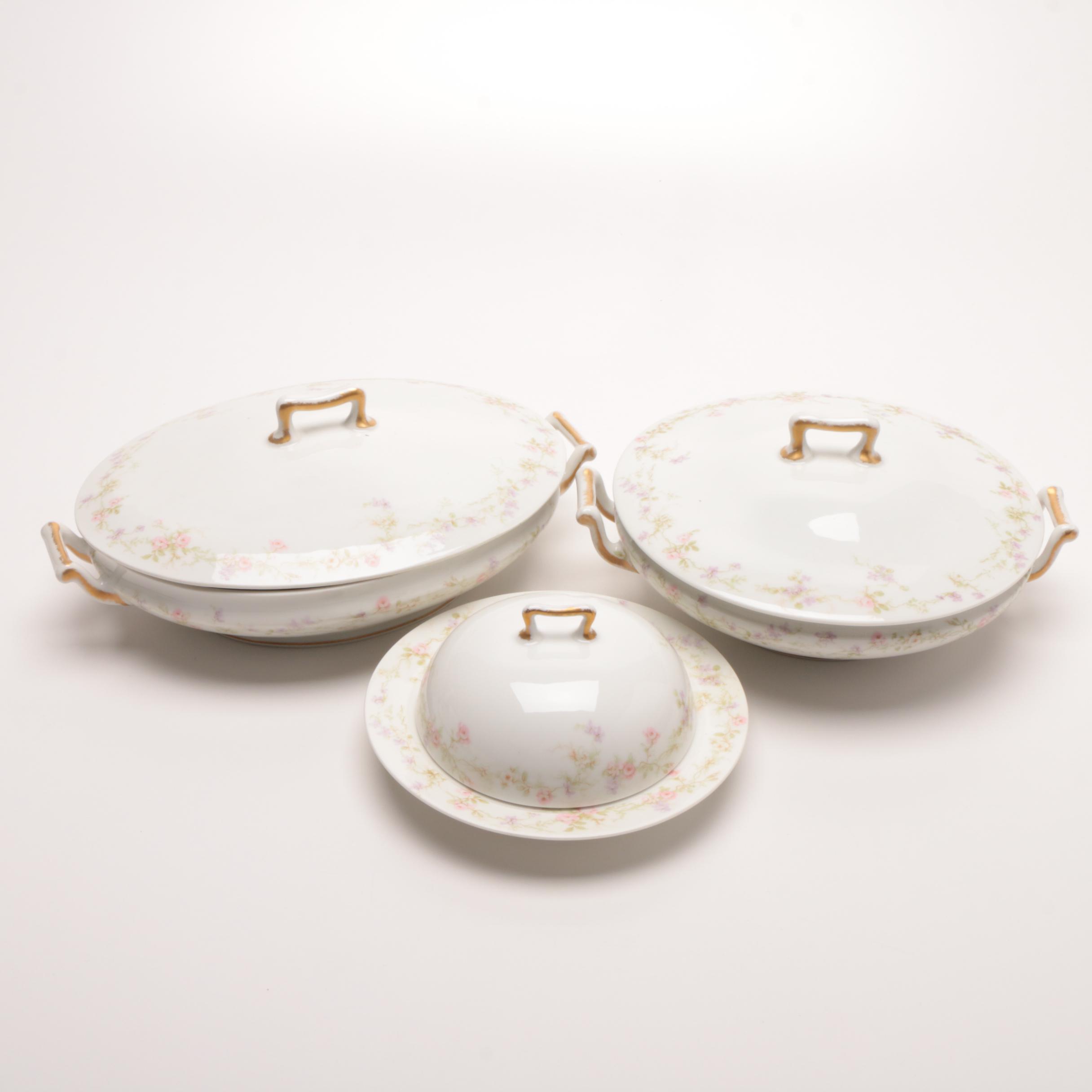 Antique Theodore Haviland Limoges Floral Porcelain Dinner Service